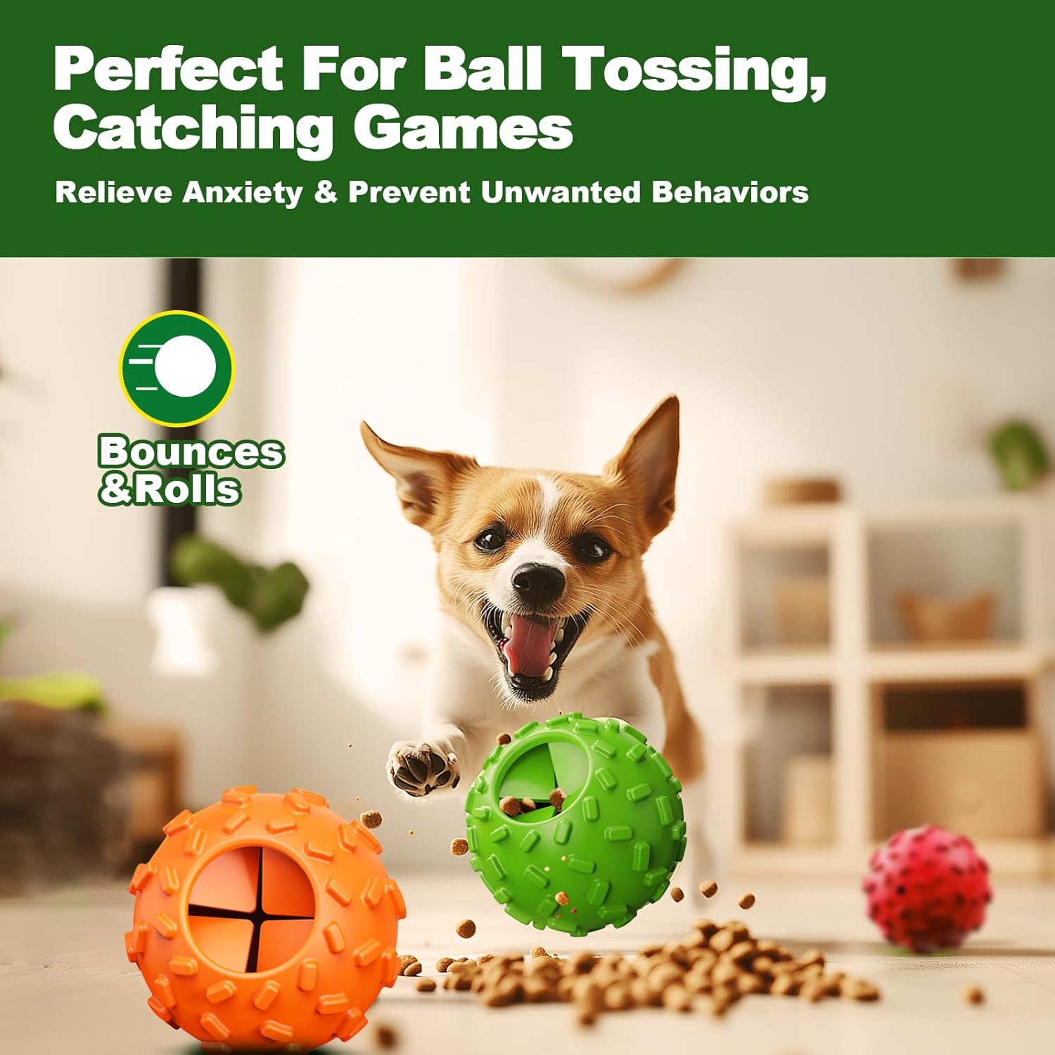 Treat Dispensing Dog Toys - Interactive Cognitive Dog Treat Toy,Puzzle Ball for Puppies & Small Dogs,Promotes Slow Eating, Reduces Stress,Perfect for Fetch,Chewing & Training - Happypetzone.online - Image 2