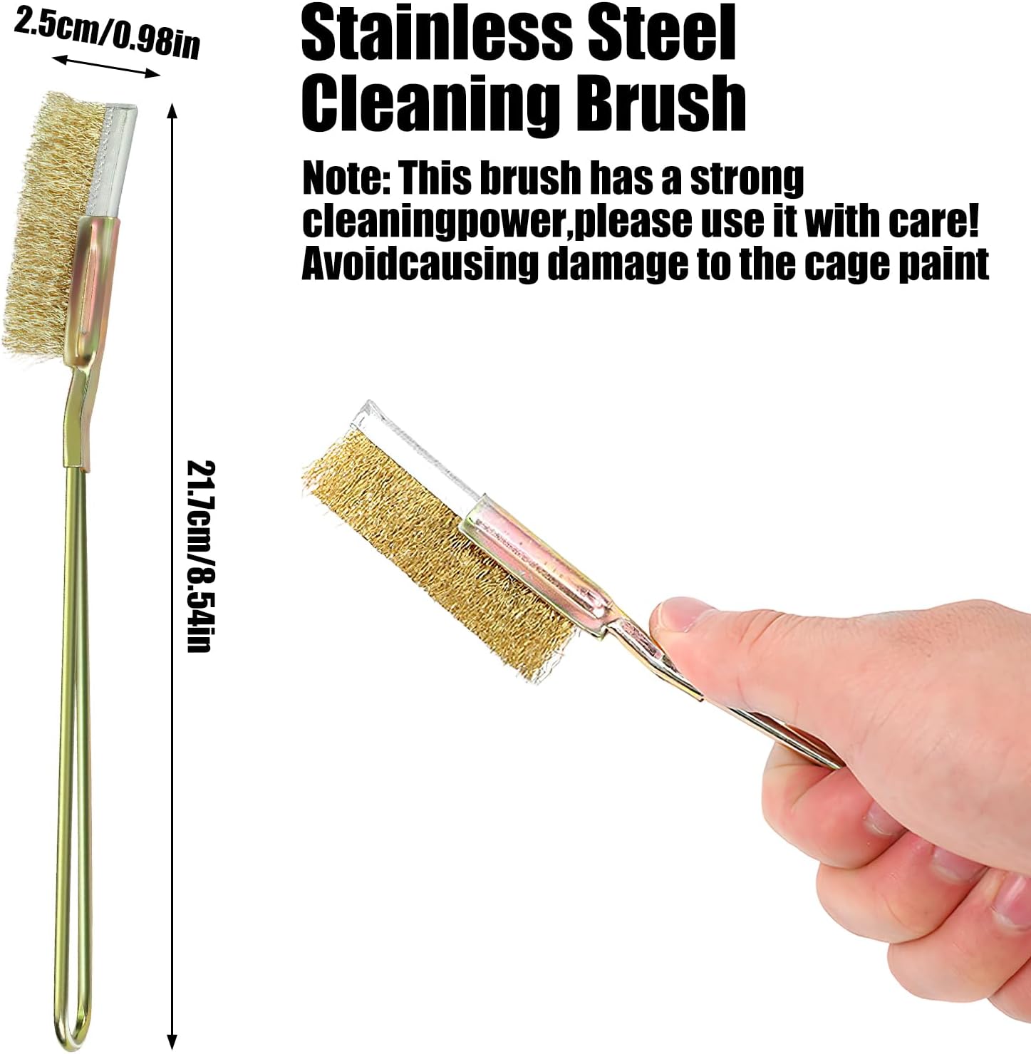 5 Pcs Bird Cage Cleaner Set,Stainless Steel Poop Remover Bird Cage Accessories,Bird Cages Cleaning Brush & Scraper,Cleaning fork & shovel,Mini Dustpan and Broom Set,for Small Animal Cages Clean - Happypetzone.online - Image 4