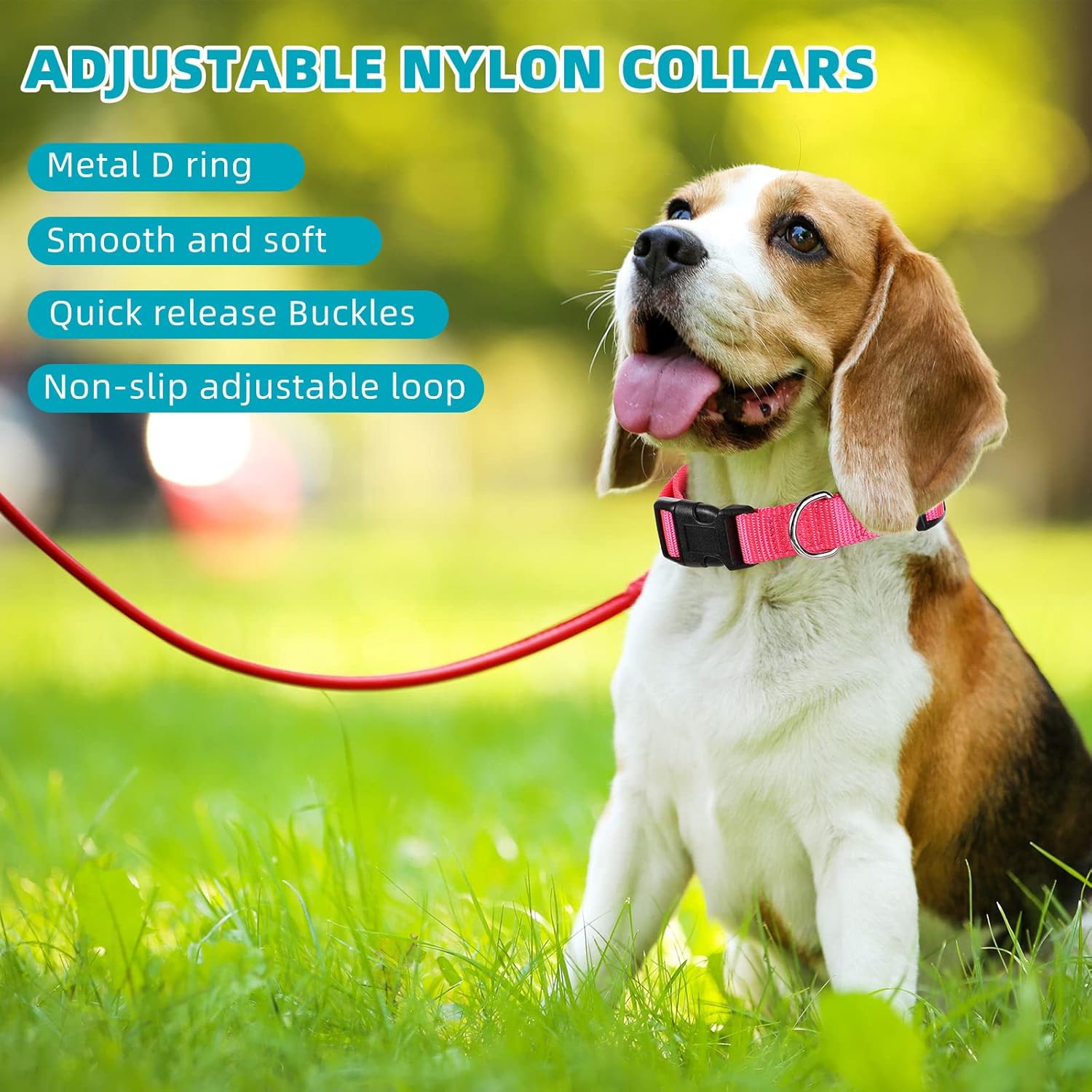 9 Pieces Adjustable Dog Collar for Animal, Soft Nylon Pets Puppy Collar with Quick Release Buckle Holder Bulk for Dogs Walking Running Training(Medium,Retro Colors) - Happypetzone.online - Image 4