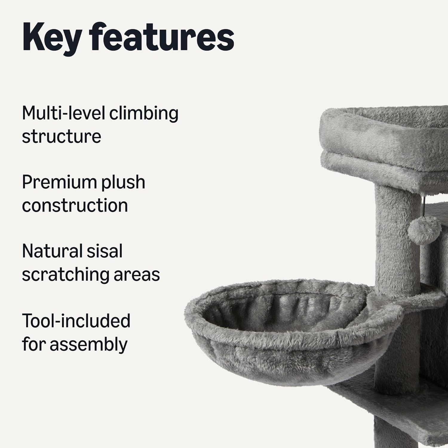 Amazon Basics Indoor Cat & Kittens Multi-Level Climbing Activity Tower with Scratching Posts, 2 Condos, FSC Certified, M - 31.1" (78.9cm) H, Grey - Happypetzone.online - Image 2