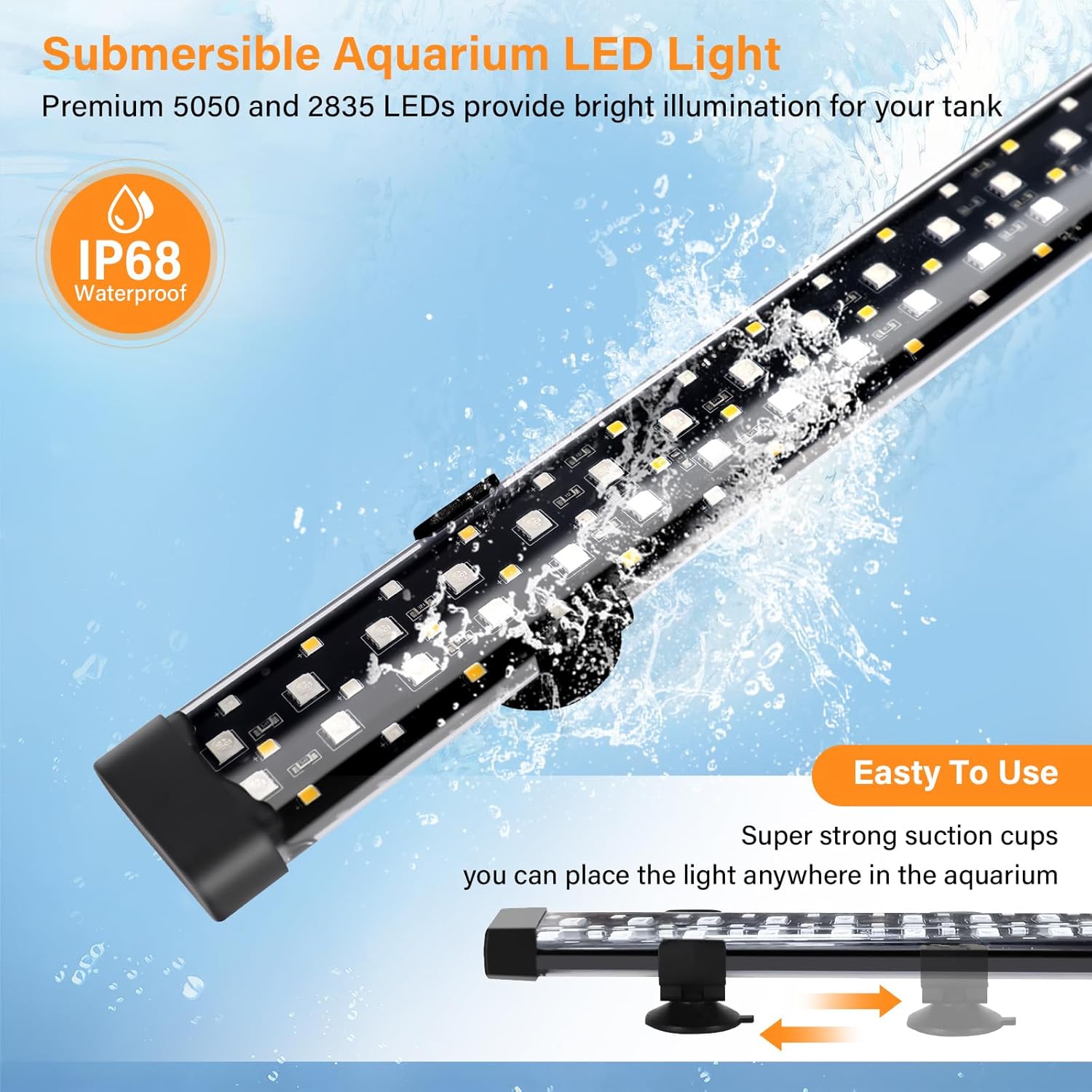 hygger Submersible LED Aquarium Light, 14W 15in 24/7 Mode Fish Tank Light with 5 Rows Beads, with Timer 9 Colors and Adjustable Brightness, Full Spectrum IP68 Waterproof Light for Fish Tank 16-27 inch - Happypetzone.online - Image 5