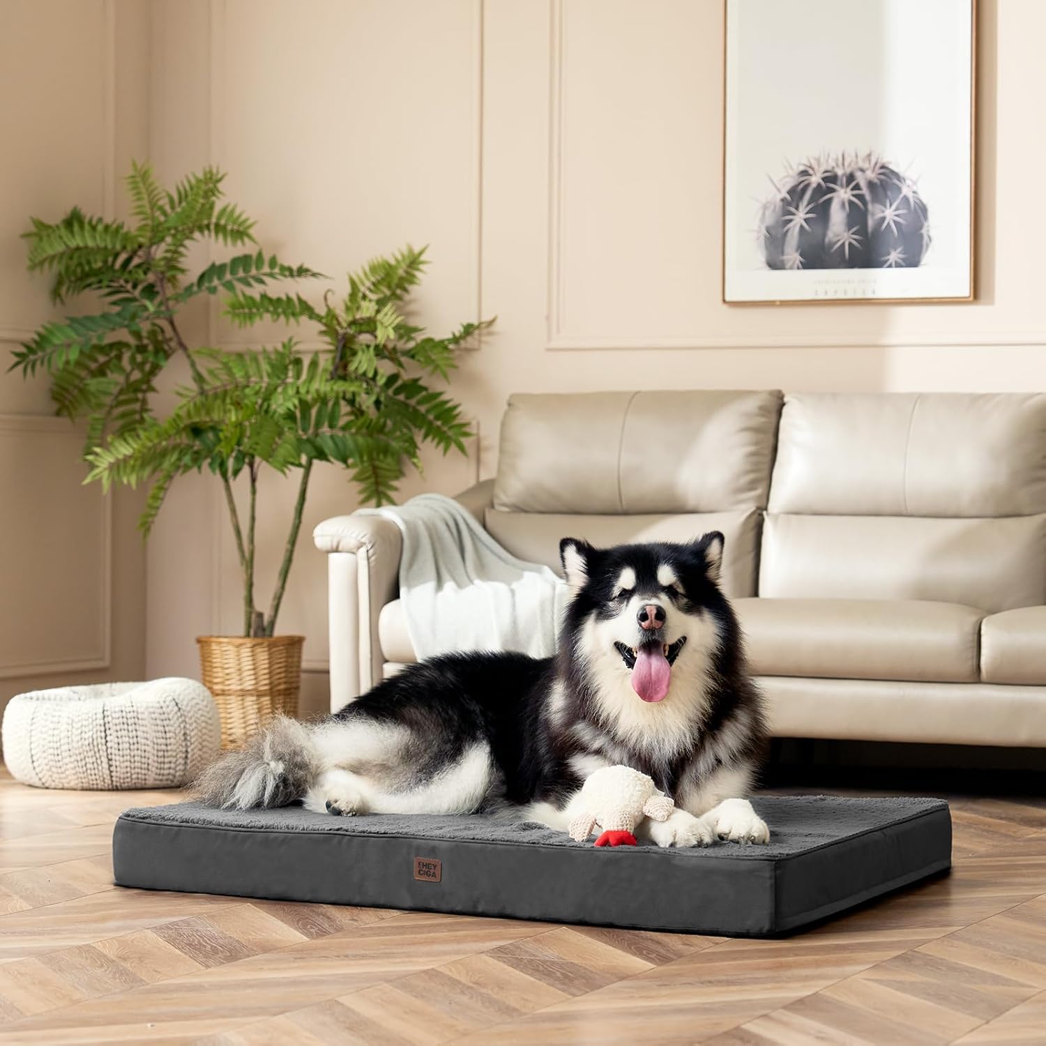 EHEYCIGA Orthopedic XL Dog Beds for Extra Large Dogs with Removable Washable Cover for Crate, Grey, 41x27 - Happypetzone.online - Image 8