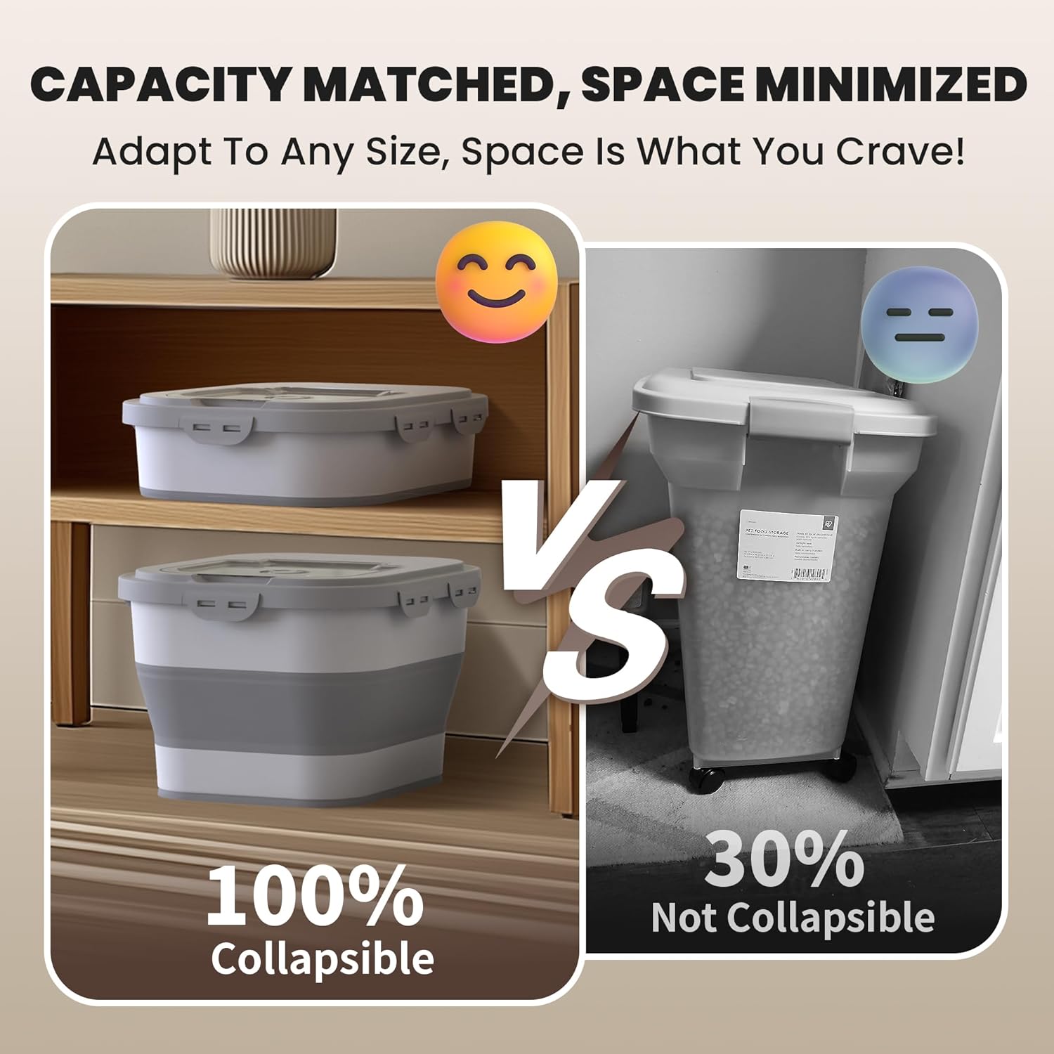 35-40 Lbs Airtight Dog Food Storage Container, Collapsible Dog Food Container with Lid, Wheels, Date Track, Large Pet food storage Container for Rice,Flour,Sugar,Dog Food Scoop,2PCS Containers - Happypetzone.online - Image 4