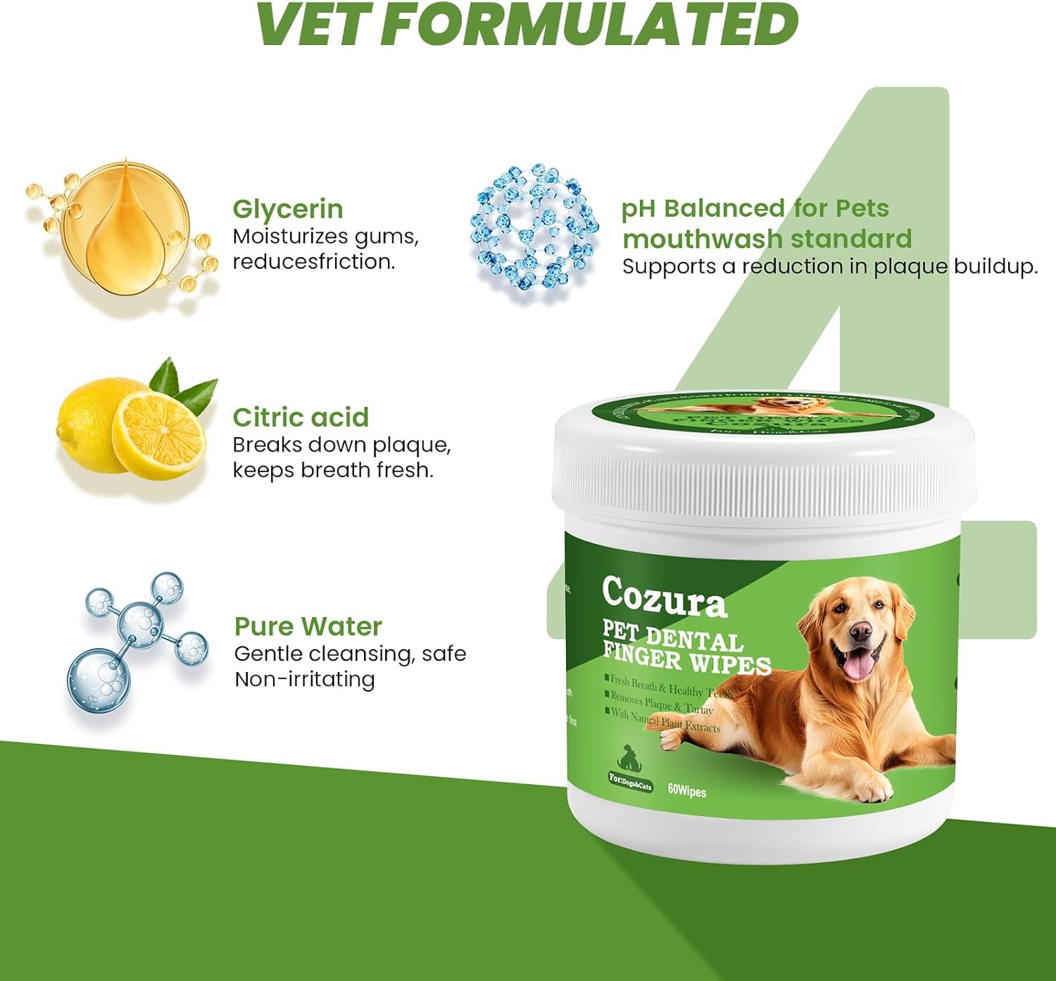 Dog Dental Wipes for Teeth Cleaning - Removes Plaque & Tartar, Effective Toothbrush & Toothpaste Alternative Kit Finger Pet Dental Care Pads, Fresh Breath for Dogs & Cats - 60ct, Unscented - Happypetzone.online - Image 6