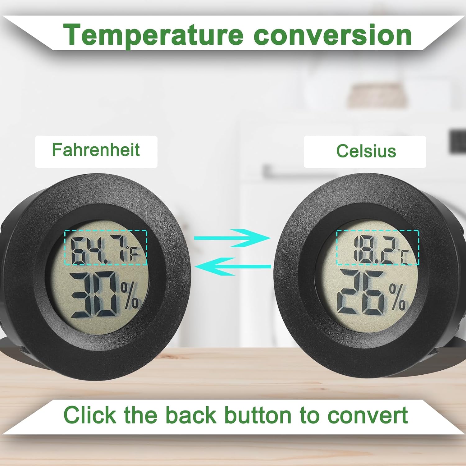 Reptile Thermometer and Humidity Gauge Digtal Terrarium Thermometer Circular Bearded Dragon Cage Accessories Reptile Temp and Humidity Gauge for Leopard Gecko Hermit Crab Gecko Lizard Etc 2pc - Happypetzone.online - Image 3