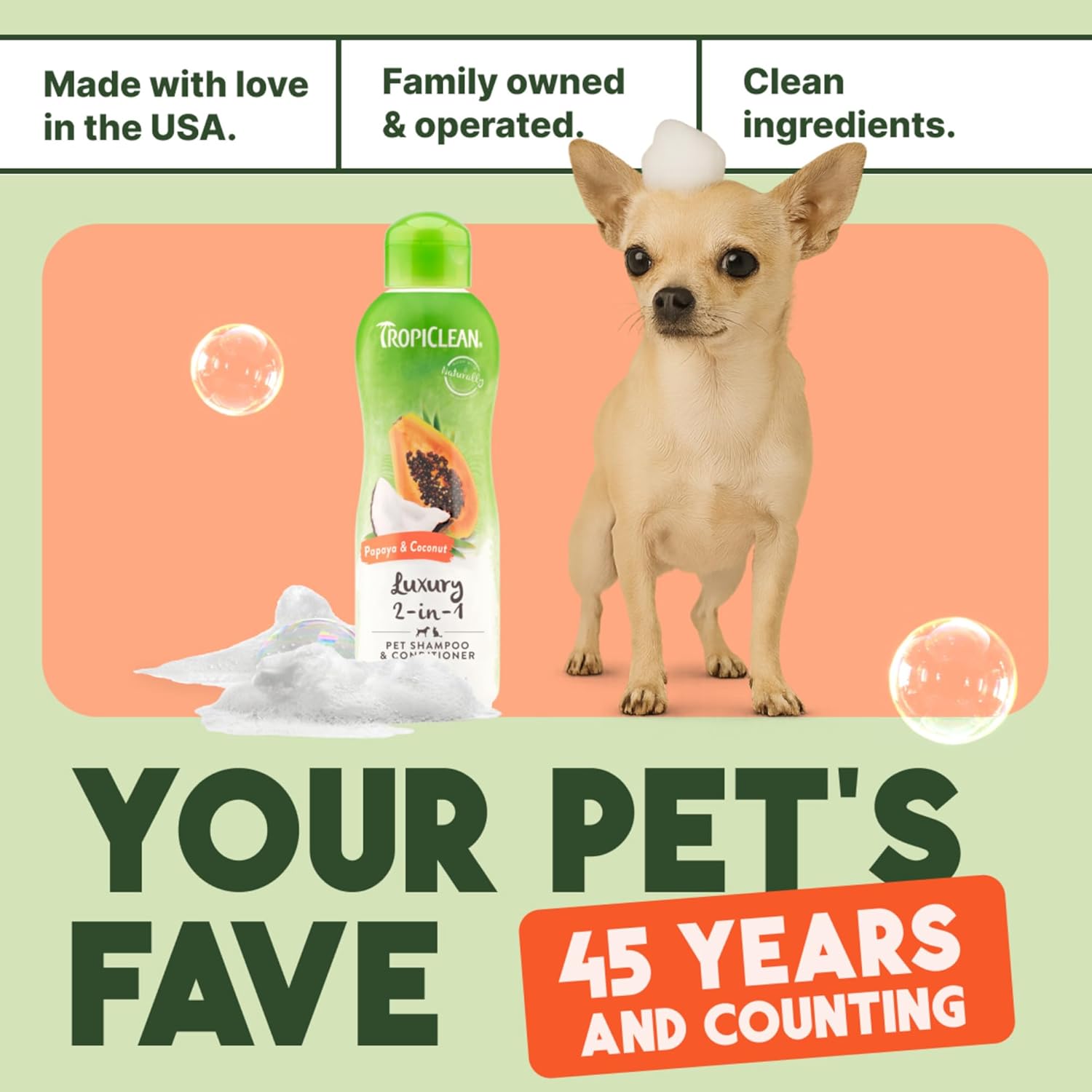 TropiClean 2-in-1 Dog Shampoo and Conditioner, Moisturizing Dog Detangler, Puppy Safe, Made in the USA, Papaya Scent, Cat & Kitten Safe, 20oz. - Happypetzone.online - Image 7
