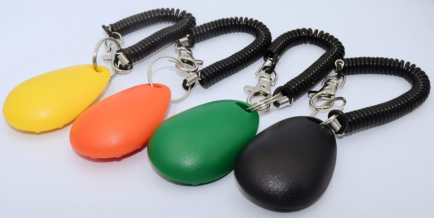 Pet Training Clicker with Wrist Strap - Dog Training Clickers for Puppy, Cat, Potty, Bird, Horse, Pet, Trainer Training Tools, Behavior Aids (Black +Deep Green + Tangerine + Yellow) - Happypetzone.online - Image 4