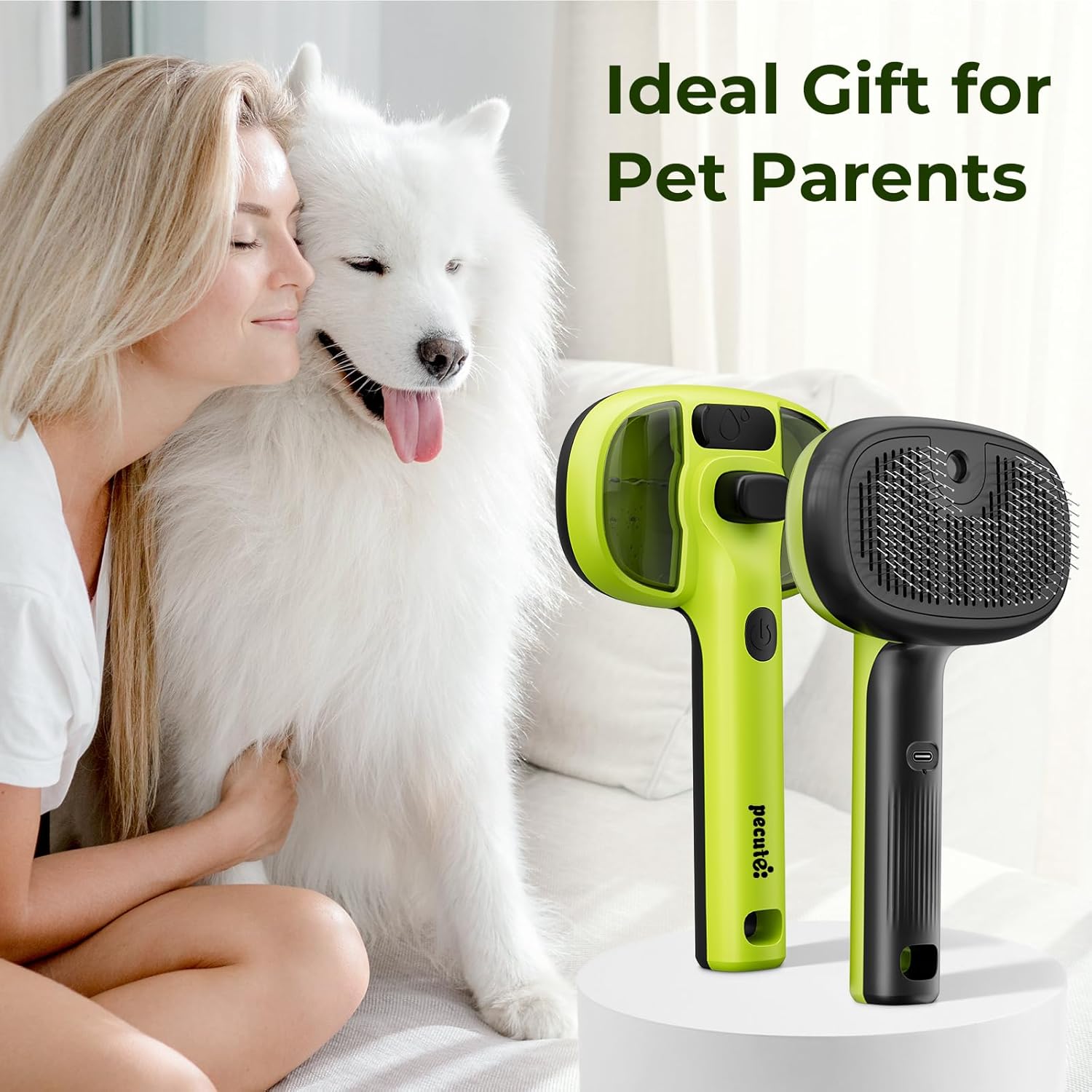 Pecute Cat Steam Brush, Self-Cleaning Steam Cat Brush with 2 Water Spray Modes, Large Capacity Tank, Steaming Renu Dog Brush for Shedding Massaging Grooming, Cool Mist Only - Happypetzone.online - Image 9