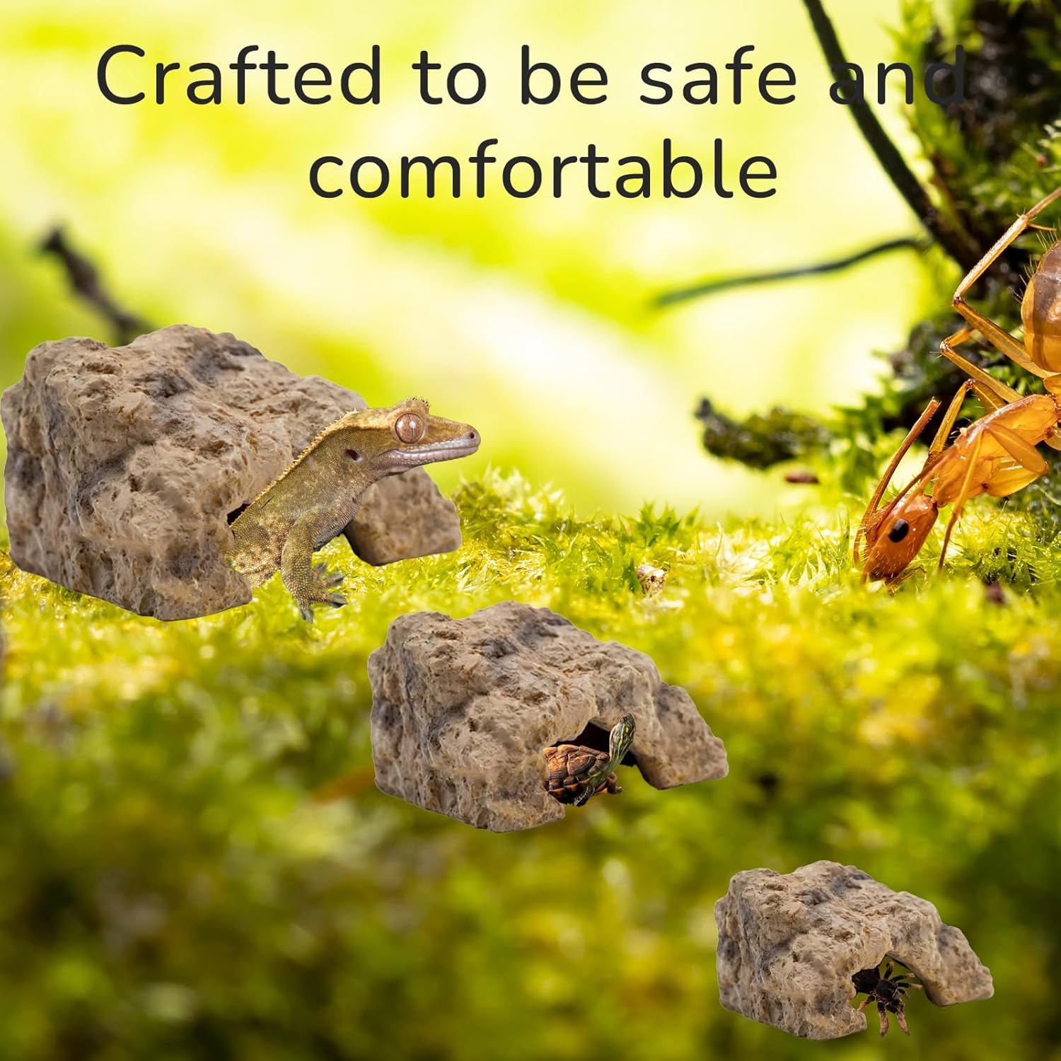 Reptile Hide for Leopard Gecko,Bearded Dragon,Ball Python & Tortoise – Terrarium Habitat Décor, Snake & Lizard Hideout (Resin, Small) - Happypetzone.online - Image 6