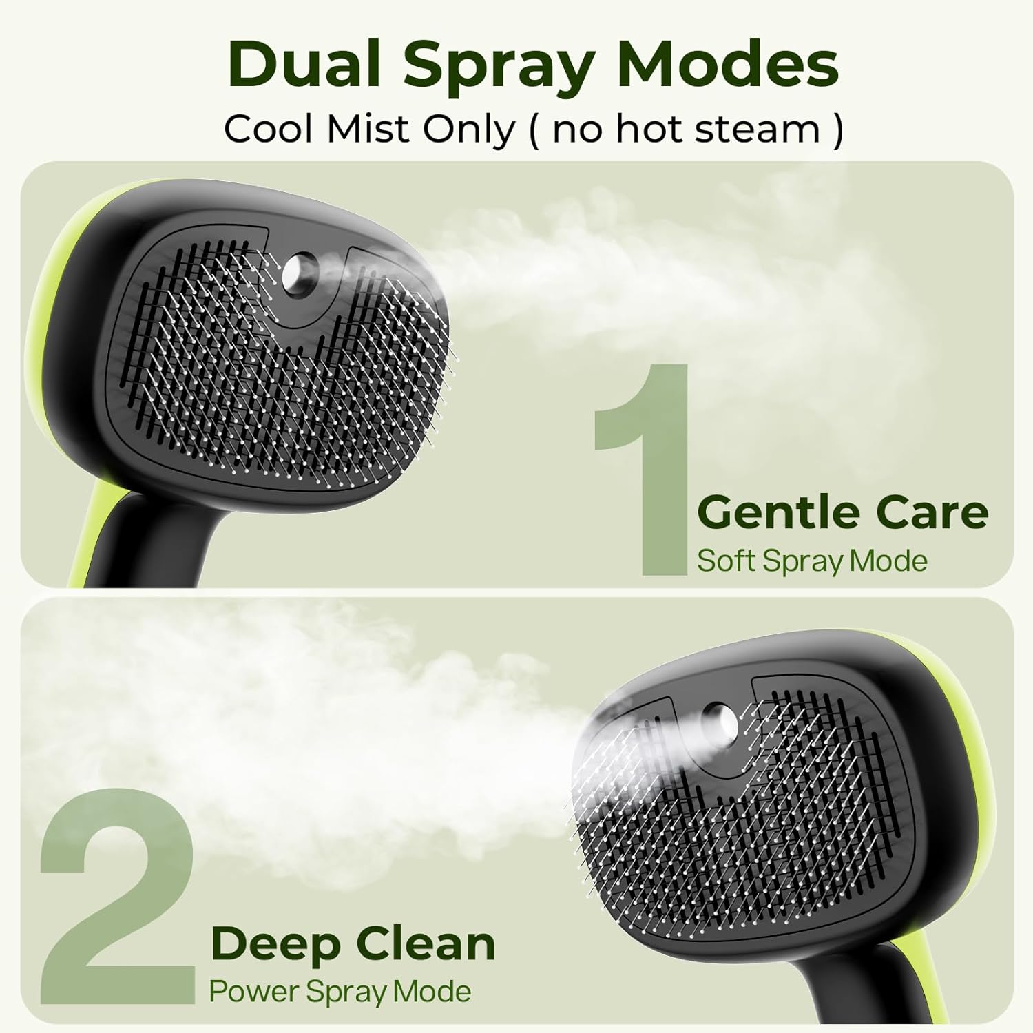 Pecute Cat Steam Brush, Self-Cleaning Steam Cat Brush with 2 Water Spray Modes, Large Capacity Tank, Steaming Renu Dog Brush for Shedding Massaging Grooming, Cool Mist Only - Happypetzone.online - Image 3