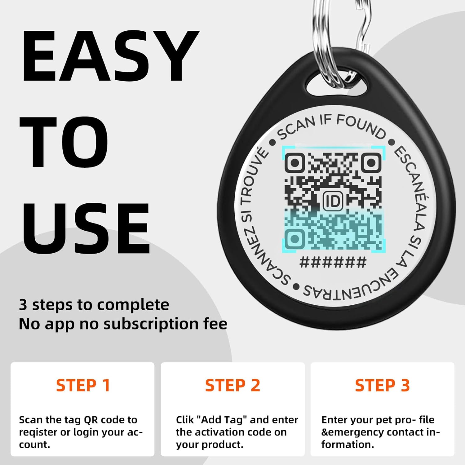 1 Pack Personalized Cat Tags,QR Code Pet ID Tags with Online Profile systerm,Editable Any Names and Phone numbles,Pink,S - Happypetzone.online - Image 5