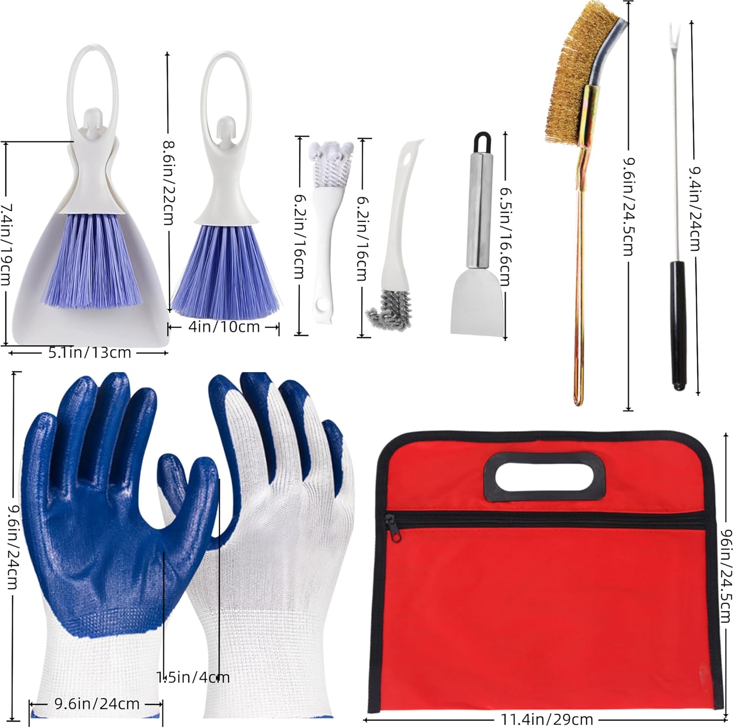 8PCS Bird Cage Cleaning Kit - Heavy Duty Bird Cage Cleaner Set with Stainless Steel Scraper, Wire Brushes, Mini Broom & Dustpan - Complete Deep Cleaning Tools for Parakeet, Parrot & Budgie Cages - Happypetzone.online - Image 3