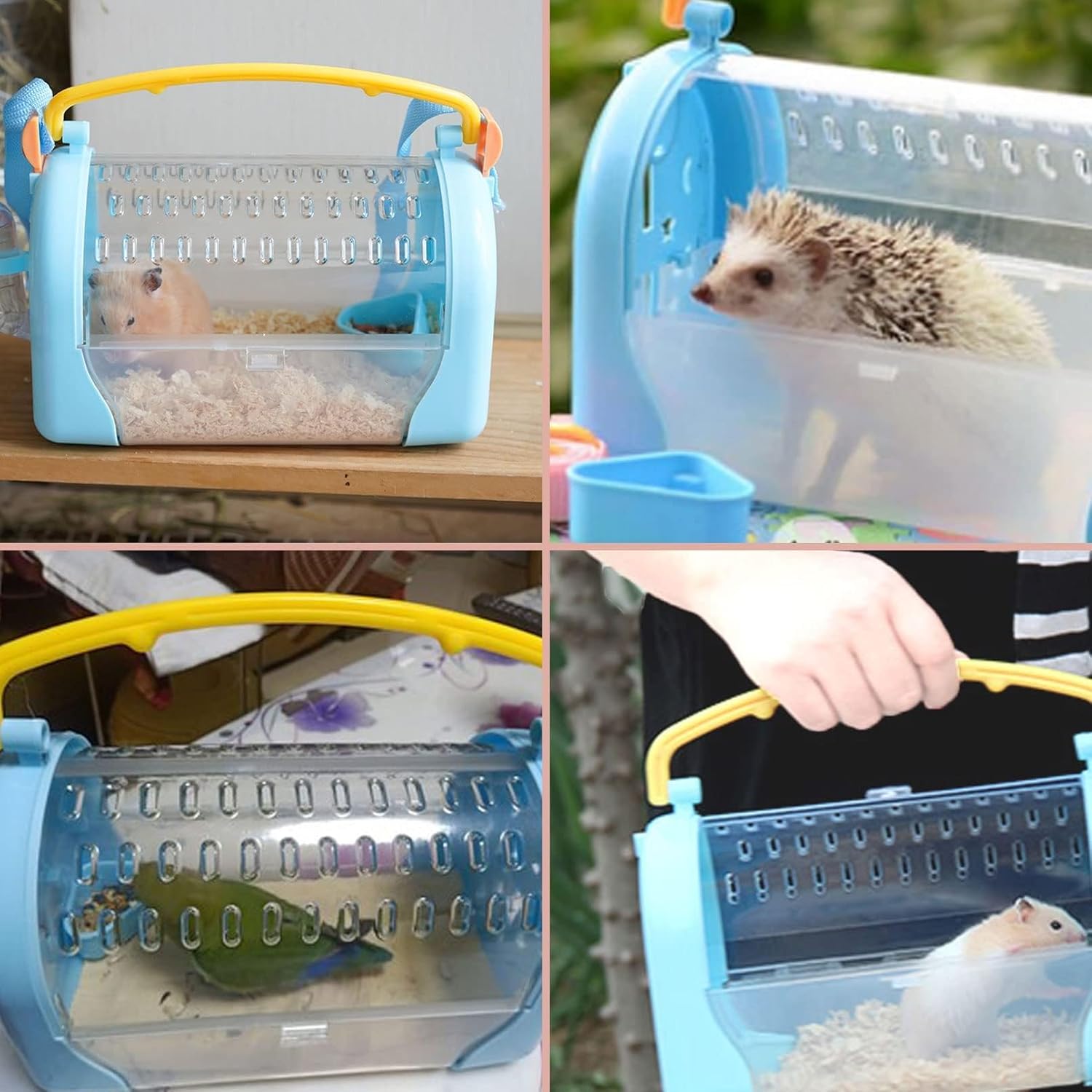 kathson Portable Hamster Cage Dwarf Hamster Carry Travel Cage with Water Bottle Food Bowl Adjustable Strap Pet Outgoing Cage for Gerbil Hedgehog Mice Squirrel - Happypetzone.online - Image 7