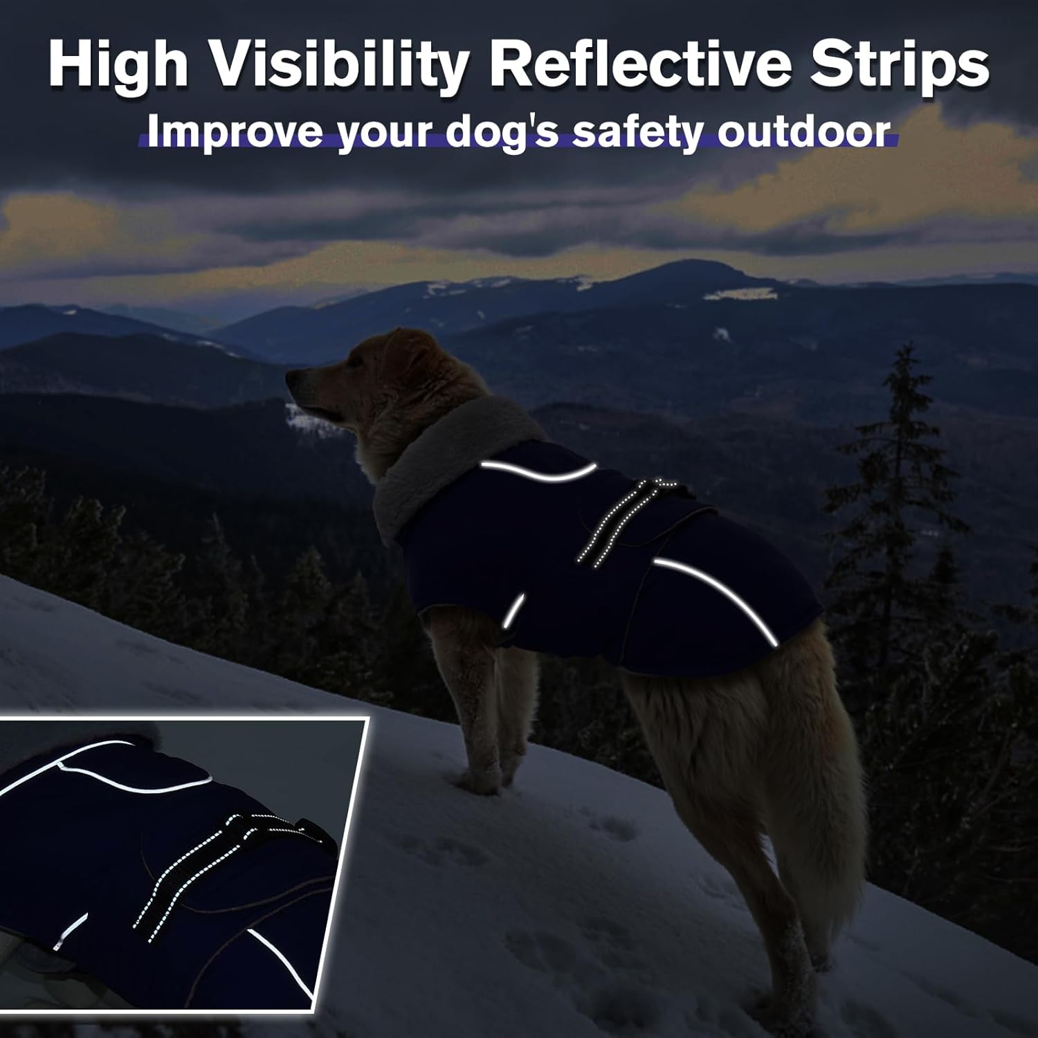 Lelepet Warm Dog Coat Reflective Fleece Vest Waterproof Dog Jacket with Adjustable Buckle Hook & Loop Windproof Cold Weather Coats for Small Medium Large Dogs, Army Green, M - Happypetzone.online - Image 3