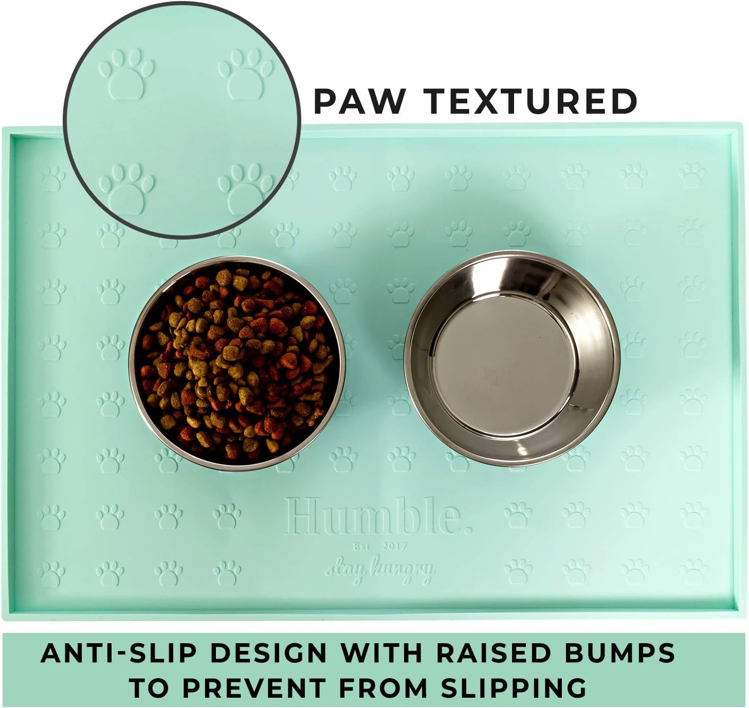 Food Mat Feeding Tray - Non-Slip, Anti-Spill, Raised Dog Food Bowl Mat, Easy Clean Waterproof - Premium Quality Silicone - Perfect for Dogs and Cats, 24"x16" (Cool Mint) - Happypetzone.online - Image 7