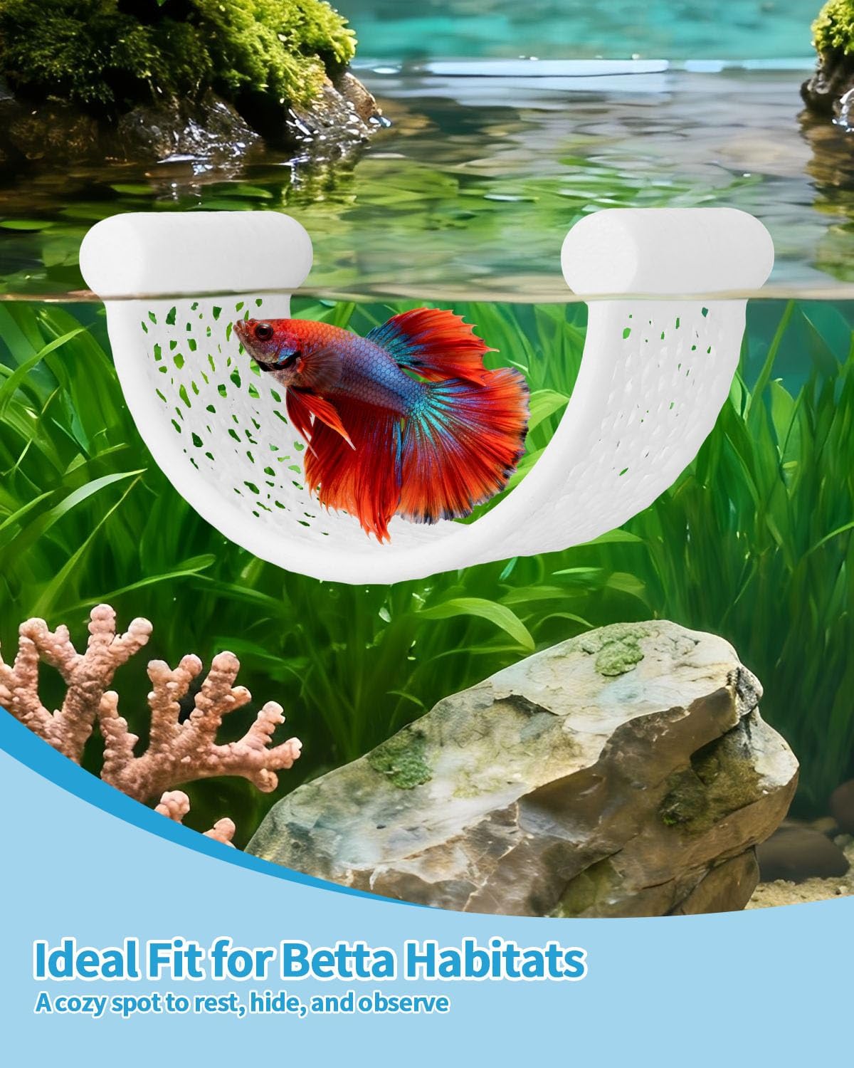 Floating Betta Hammock, Betta Fish Hammock, Floating Rest Platform or Small Aquariums, Nano Tanks, Shrimp, Corydoras, Betta Fish Tank Accessories, Fish Tank Decor, 3D Printed Aquarium Decor (White) - Happypetzone.online - Image 6
