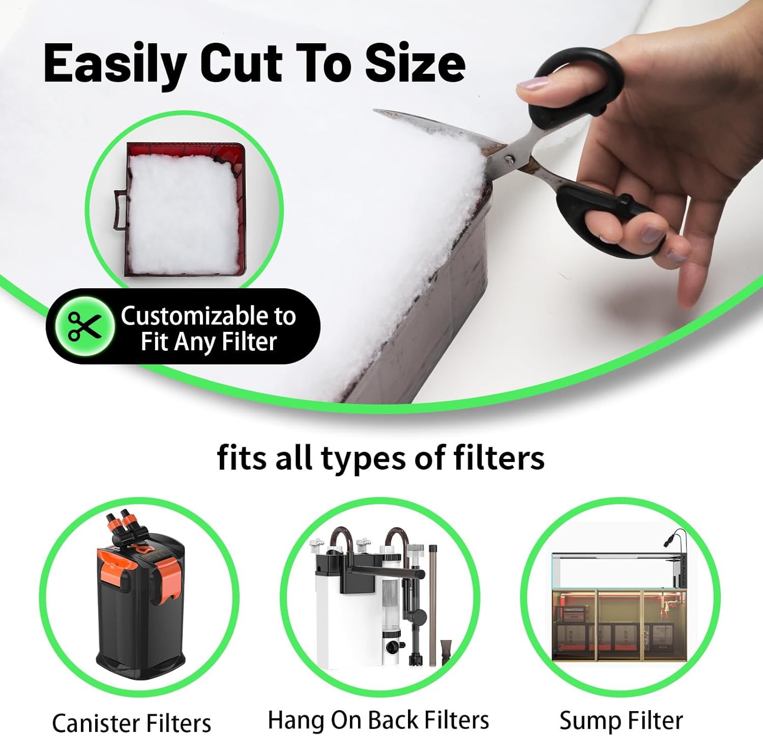 hygger 3/4'' Thick Aquarium Filter Floss 12"x 86" Poly Fiber Fish Tank Filter Media Water Polishing Filter Pad for Sump Canister Hang On Back Filter Cut to Size - Happypetzone.online - Image 2