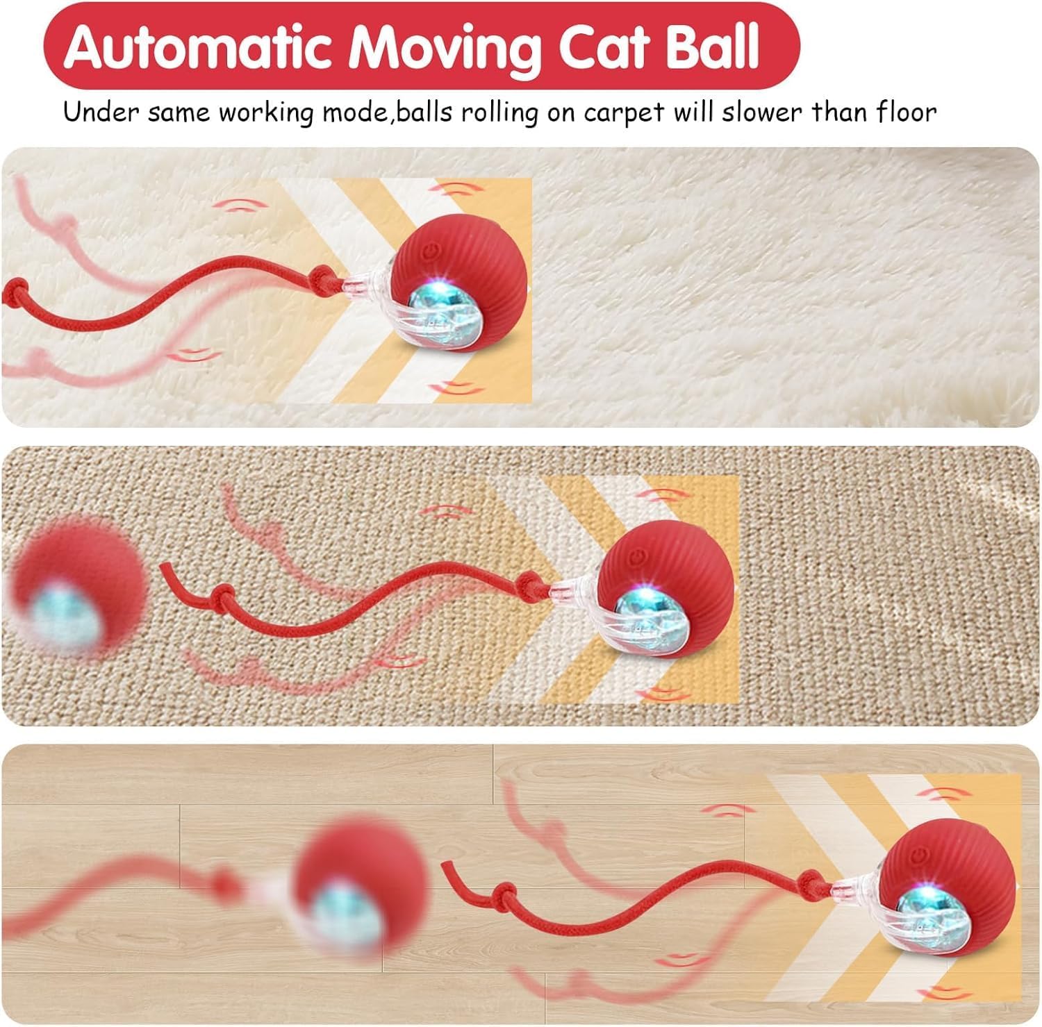 Interactive Rolling Cat Ball - 360°Automatic Chew Toy for Active Cats, Rolling Small Dog Cat Toys,Smart Automatic Fast Rolling Pet Ball - cat Toys (Blue) - Happypetzone.online - Image 3
