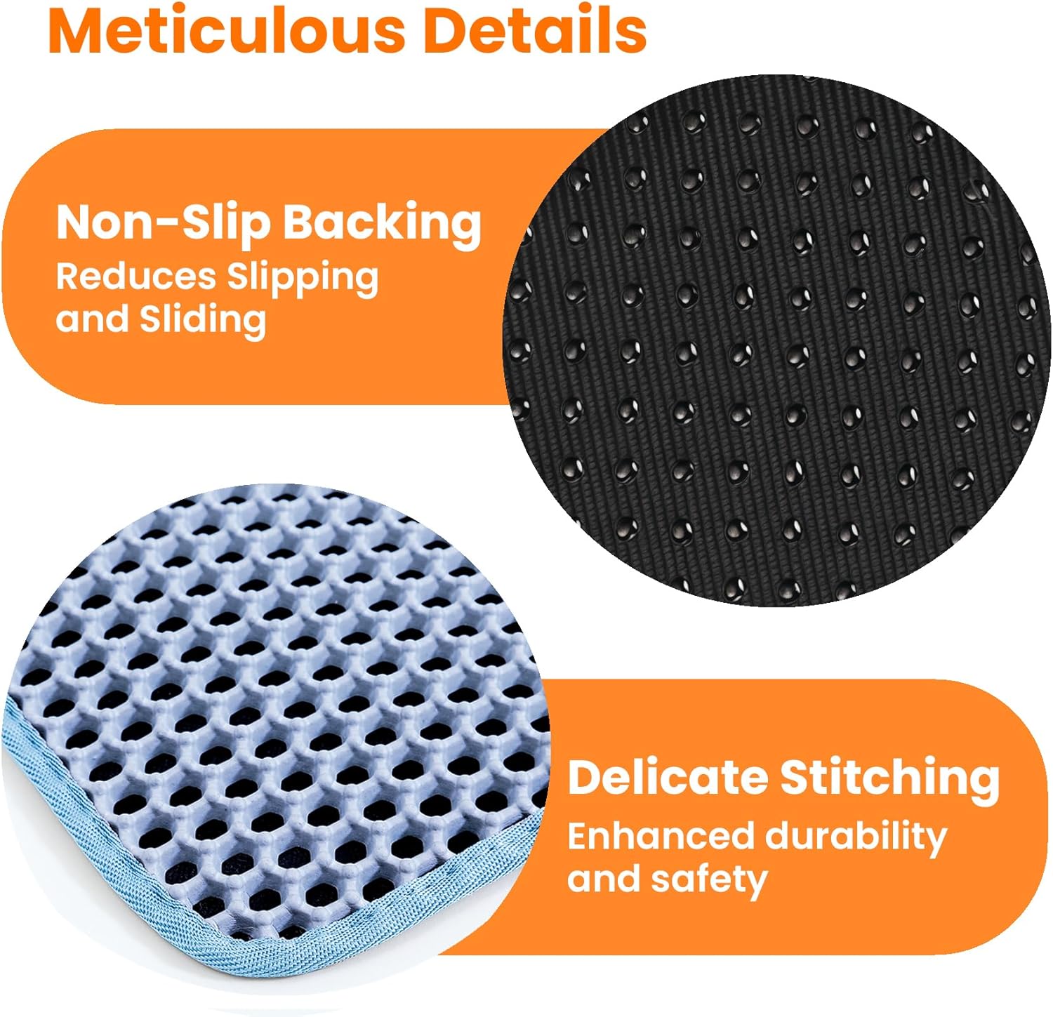 Cat Litter Mat, 24x18 Inches Large Double Layer Honeycomb Cat Litter Trapping Mat, Non Slip Waterproof Urine Proof Cat Litter Box Mat for Floor, Kitty Litter Rug, Cat Supplies, Blue - Happypetzone.online - Image 8
