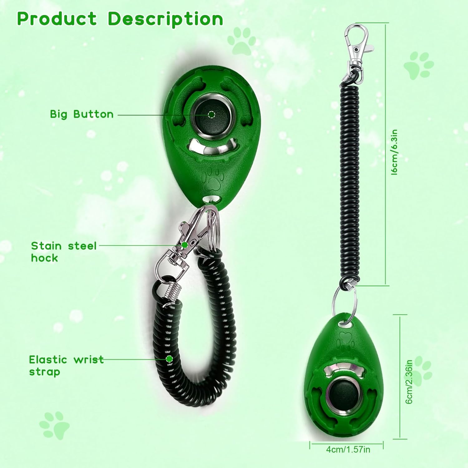 Pet Training Clicker with Wrist Strap - Dog Training Clickers for Puppy, Cat, Potty, Bird, Horse, Pet, Trainer Training Tools, Behavior Aids (Black +Deep Green + Tangerine + Yellow) - Happypetzone.online - Image 5