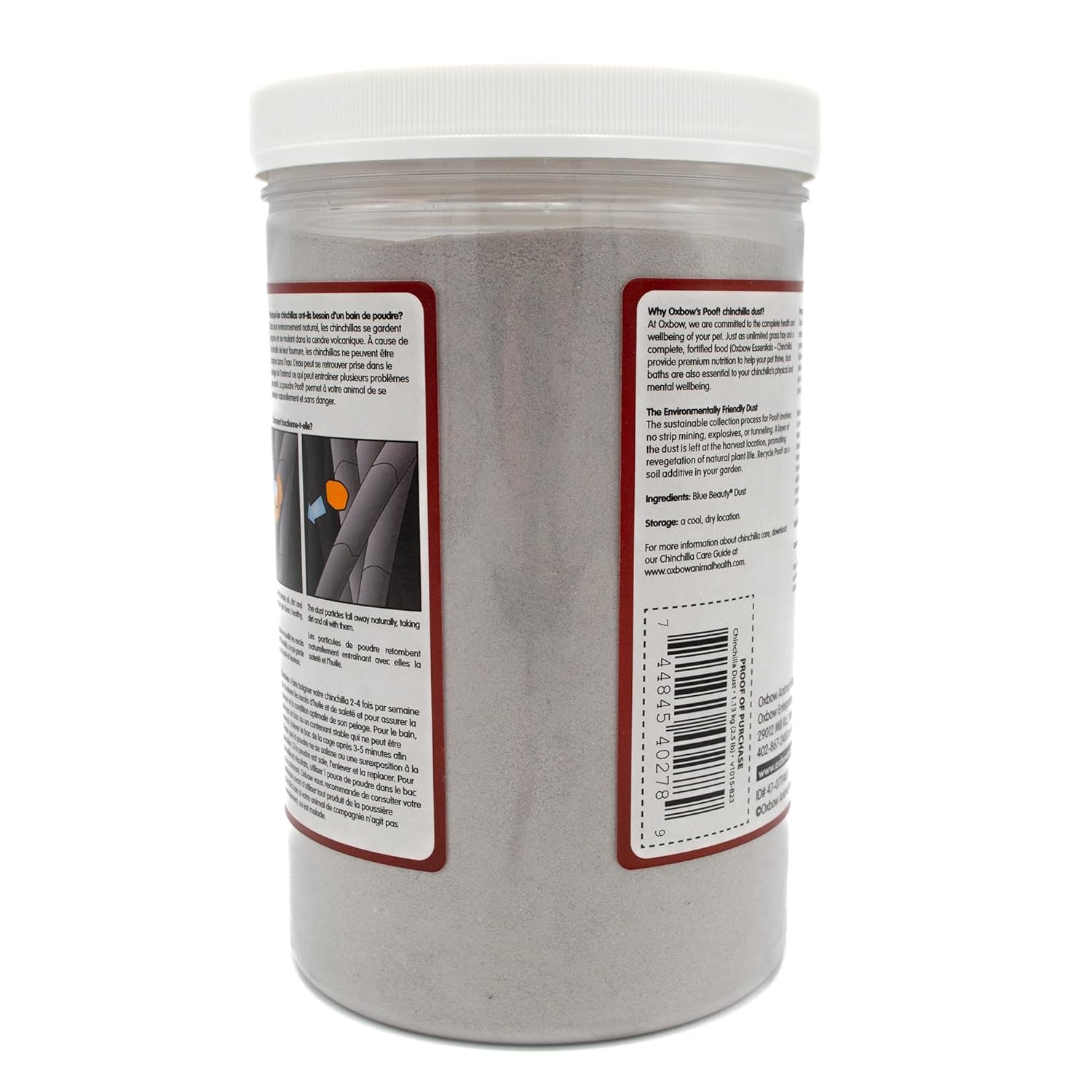 Oxbow POOF! Chinchilla Dust Bath,100% Natural Blue Beauty Dust for Chinchillas, Degus, Gerbils, and Hamsters, Small Animal Grooming, Natural Dusting Powder, 2.5 lbs Jar - Happypetzone.online - Image 5