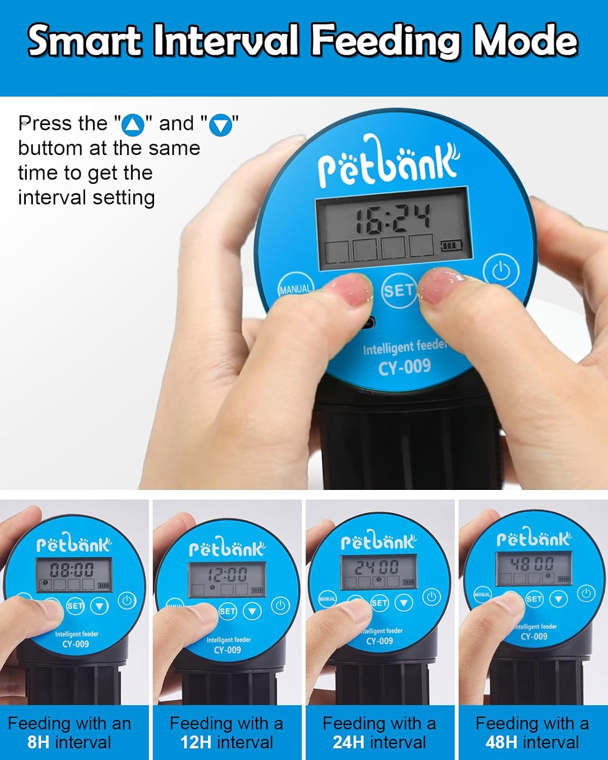 Automatic Fish Feeder for Aquarium - Rechargeable Fish Food Auto Dispenser Vacation Turtle Feeder with USB Charger Cable,LCD Screen, Customized Schedule (Blue) - Happypetzone.online - Image 5