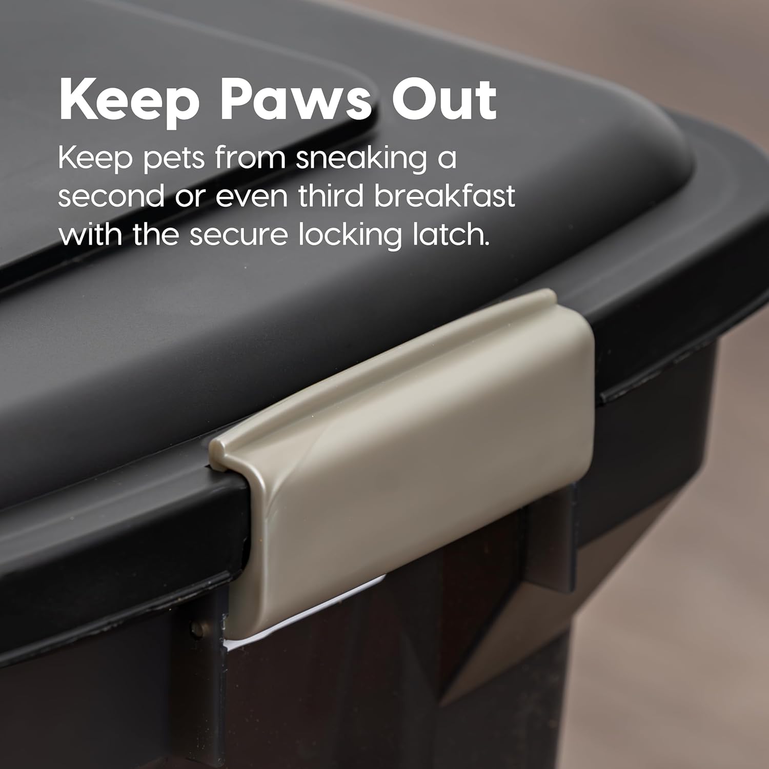 IRIS USA Airtight Dog Food Storage Container, WeatherPro, Up to 40 lbs, Removable Wheels, for Dog Cat Bird and Other Pet Food Storage Bin, Keep Fresh, Translucent Body, Made in USA, Smoke/Black - Happypetzone.online - Image 8