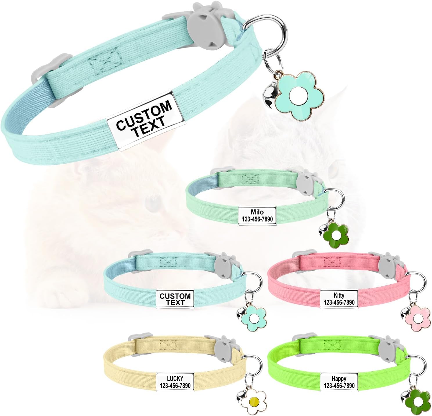 Custom Glow in the Dark Cat Collar with Breakaway Buckle Anti-Lost Nameplate Luminous Cat Collar - Adjustable Size (8-11 Inch) for Kittens Cats, Personalized Laser Engraving ID Tag & Removable Bell - Happypetzone.online - Image 9