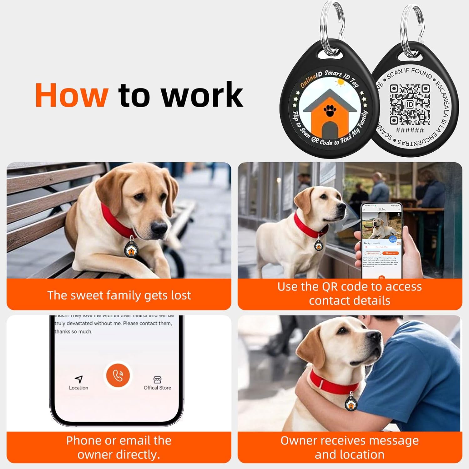 1 Pack Personalized Cat Tags,QR Code Pet ID Tags with Online Profile systerm,Editable Any Names and Phone numbles,Pink,S - Happypetzone.online - Image 6
