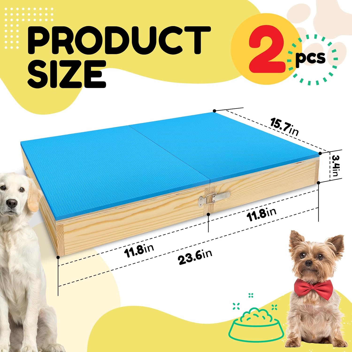 2 PCS Connectable Wooden Dog Training Platform Non-Skid Dog Place Boards with Foaming Surface Puppy Agility Training Equipment for Small and Medium Dogs - Happypetzone.online - Image 2