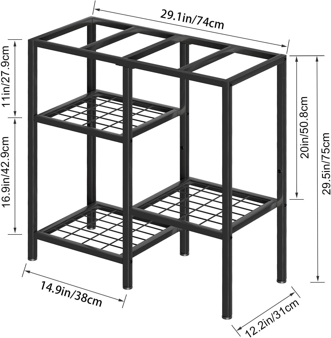 CADUKE Aquarium Stand 20 Gallon, Metal Fish Tank Stand, Aquarium Rack Stand for Fish Tank Accessories , 3 Tier Turtle Reptile Terrarium Stand for Living Room Office - Happypetzone.online - Image 3