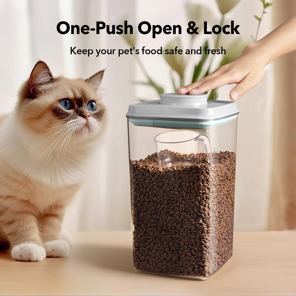 Ankou Dog Food Storage Container with 130ml Scoop – 4L/4.2qt Airtight Dog Food Container for Kibble & Treats, BPA-Free Cat Food Storage Container, Stackable Pop Lid Plastic Container with Lid - Happypetzone.online - Image 3