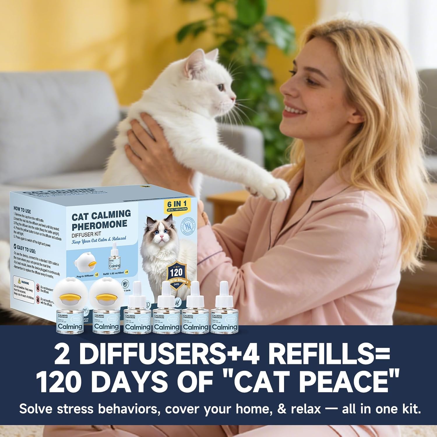 Anti Cat Pee Diffuser Calm Calming Cat Pheromone Pet Diffuser Plug In Spray Relaxer For Cats Anxiety Feromonas Calming Pheromones Relaxing Stress Diffuser Calmer With 4 Refill Peeing Cat Diffusers - Happypetzone.online - Image 8