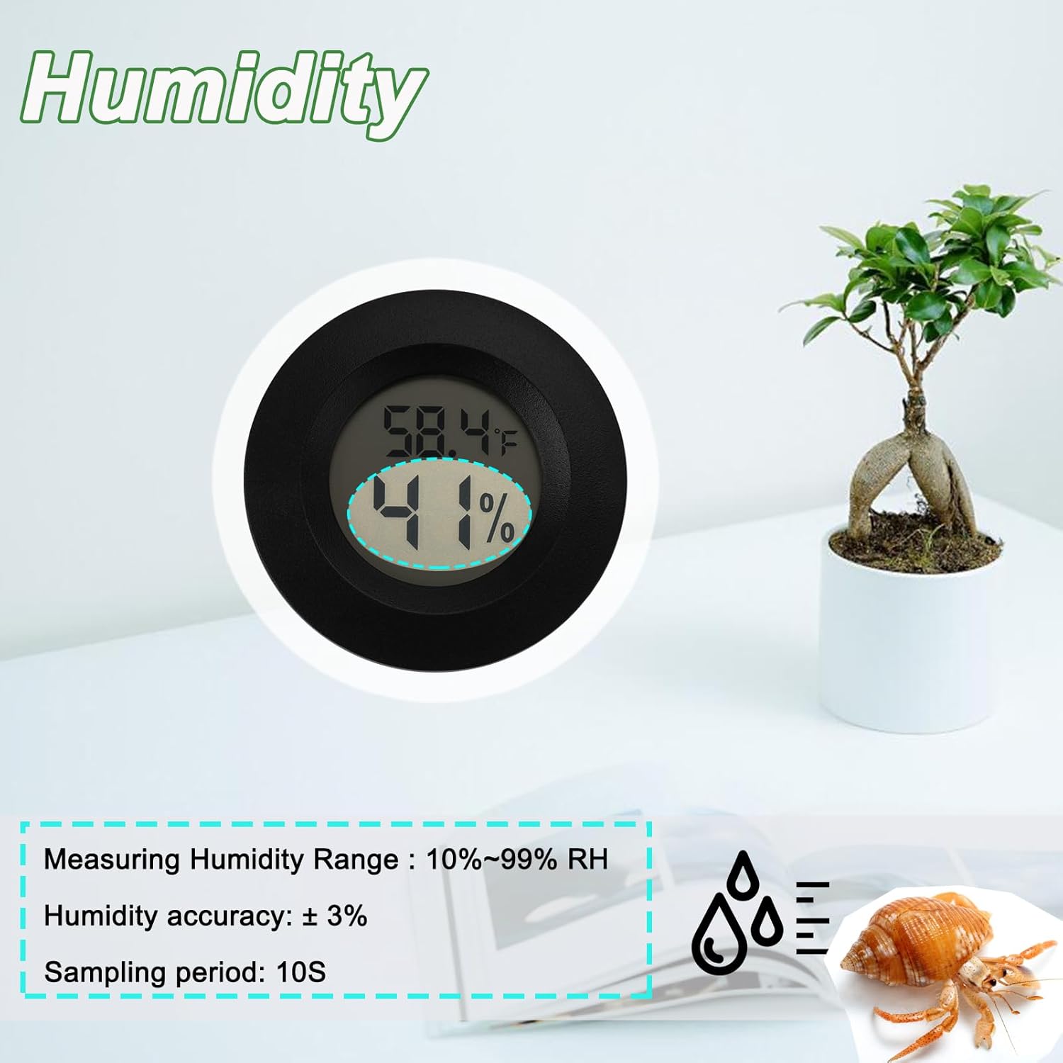 Reptile Thermometer and Humidity Gauge Digtal Terrarium Thermometer Circular Bearded Dragon Cage Accessories Reptile Temp and Humidity Gauge for Leopard Gecko Hermit Crab Gecko Lizard Etc 2pc - Happypetzone.online - Image 5