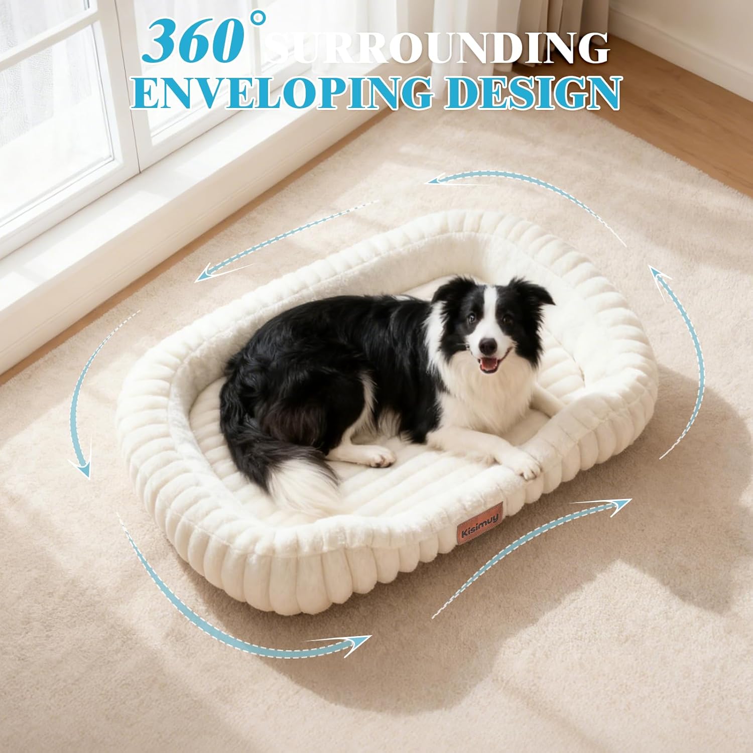 Dog Bed for Large Dogs – Comfort-Sided Calming Pet Bed with Breathable Memory Foam, Washable Removable Cover, Non-Slip Bottom & Carry Handle, Rectangle Pet Cuddler, 35"x27"x5.5", Grey - Happypetzone.online - Image 5