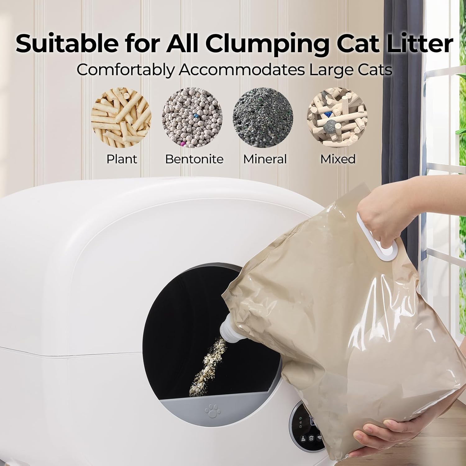 Fsitego Self-Cleaning Cat Litter Box: Extra Large Automatic Litter Box for Multiple Cats, Odor Control, Low Noise, App & Panel Control, Easy Waste Disposal - Happypetzone.online - Image 8