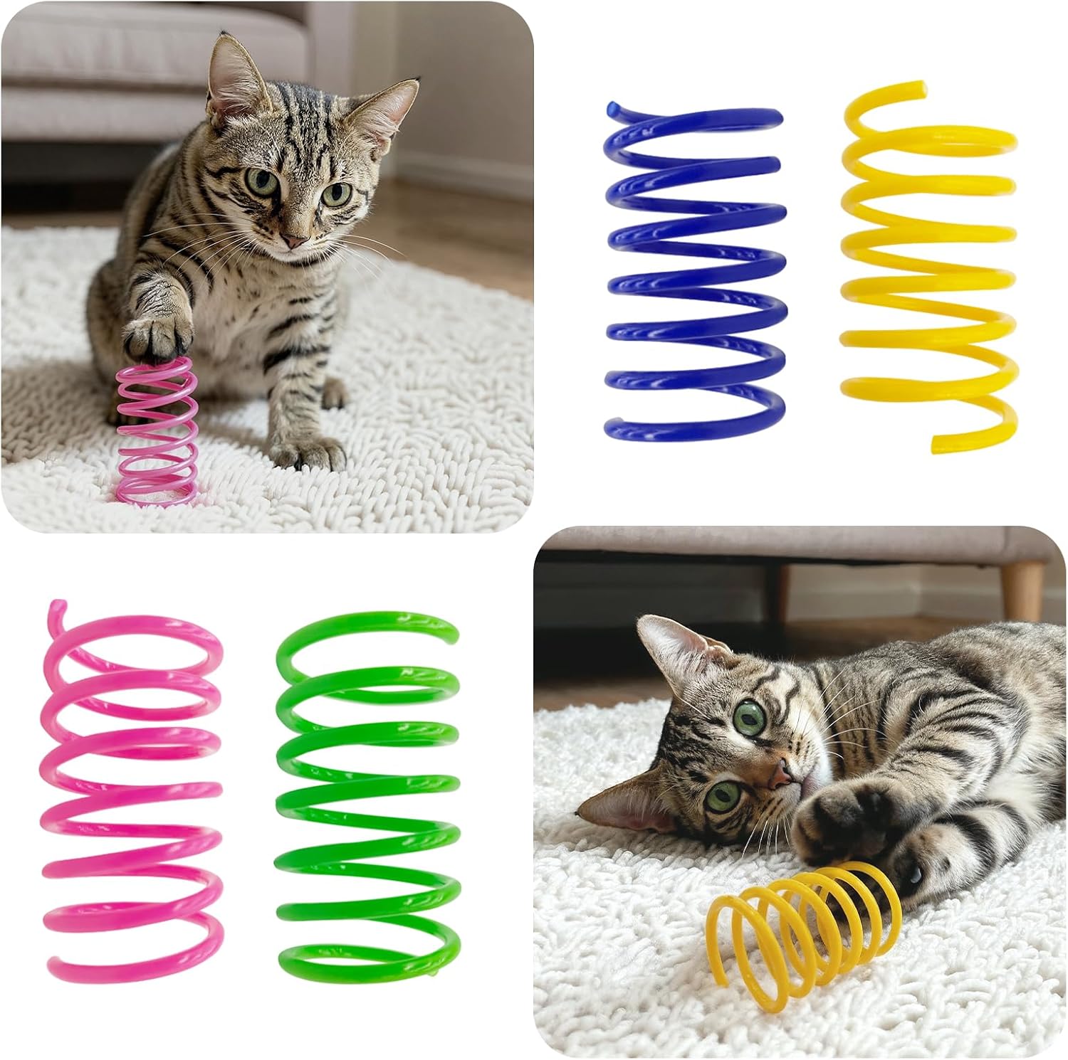 Cat Toys for Indoor Cats, 30 Pack Interactive Cat Spring Toys, Durable Colorful Plastic Spiral Springs for Kitten Hunt, Swat and Bite, Bulk Cat Toys - Happypetzone.online - Image 6