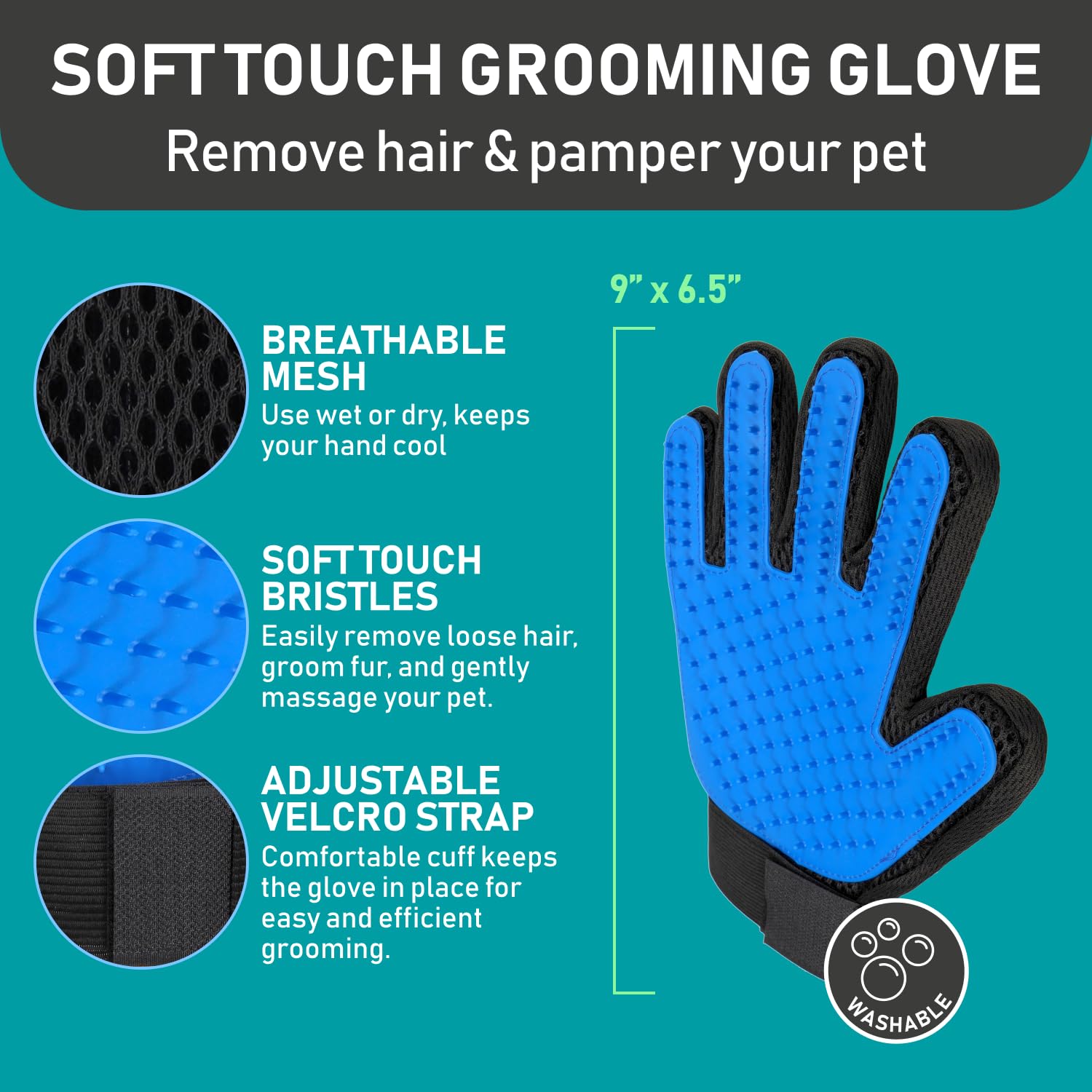 Maxpower Planet Pet Grooming Brush and 2X Grooming Gloves Combo - Double Sided Dematting, Deshedding Undercoat Rake for Dogs and Cats - Reduce Shedding Easily - Blue - Happypetzone.online - Image 3