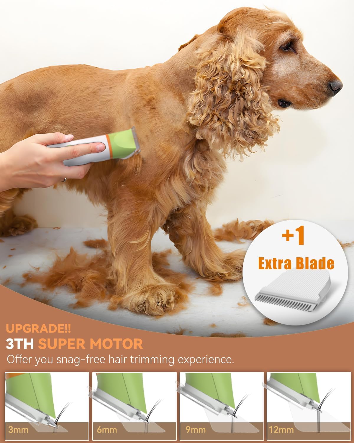 unibono Dog Grooming Kit with Paw Trimmer, All-in-One Low Noise Electric Rechargeable Small Quiet Pet Clippers Foot Dog Hair Shaver with Stainless Steel Scissors and Comb for Dogs at Home (Green) - Happypetzone.online - Image 4