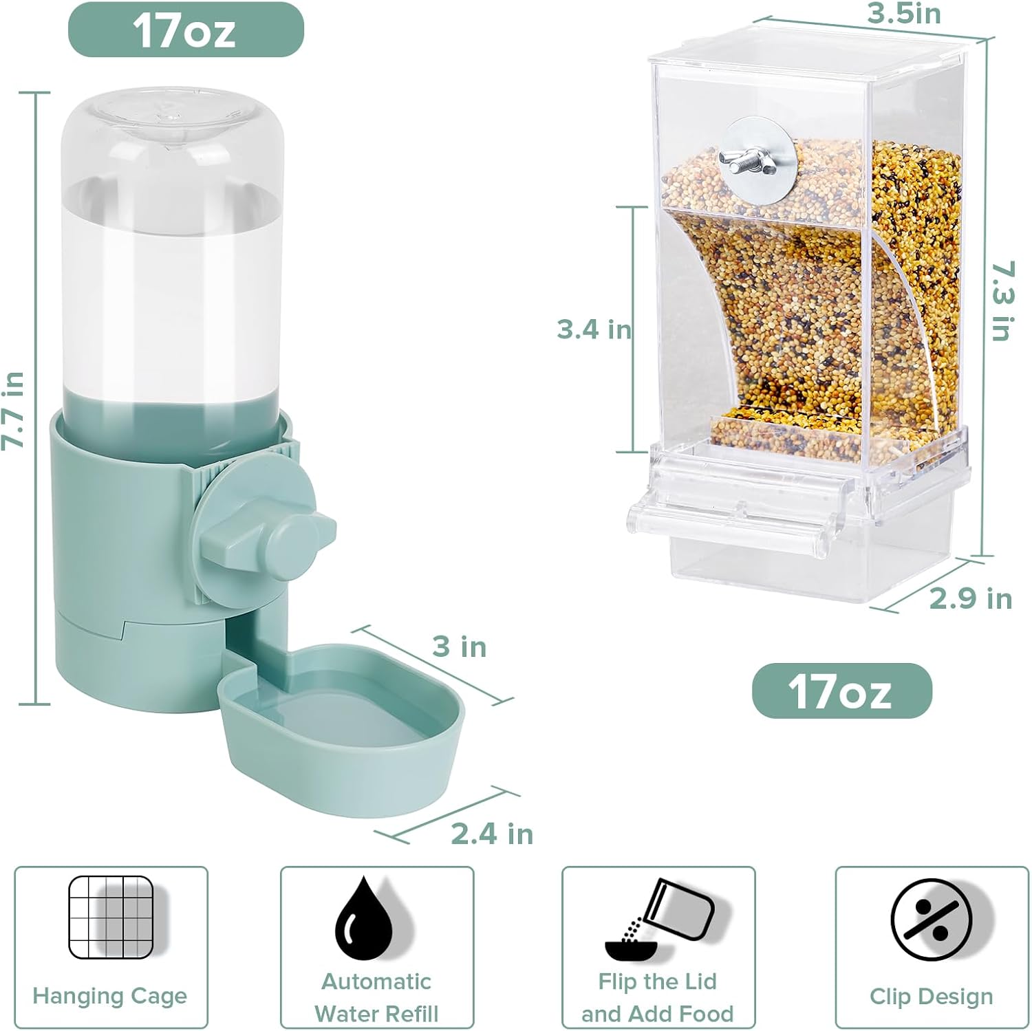 lemtrflo No Mess Bird Feeder Water Dispenser Set, Bird Feeder for Cage, Cage Accessories for Cockatiels, Finches, Budgies and Canaries - Happypetzone.online - Image 6
