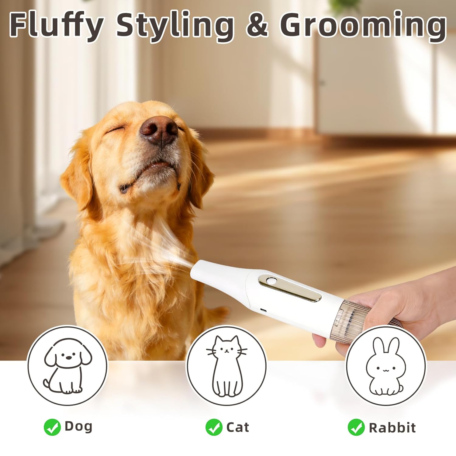 Vacuum Grooming Brush for Dog,4-In-1 Slicker Brush Kit for Shedding, Undercoat Deshedding Tool,Loose Hair Remover for Dog & Cat, Portable Pet Grooming Vacuum (white) - Happypetzone.online - Image 6