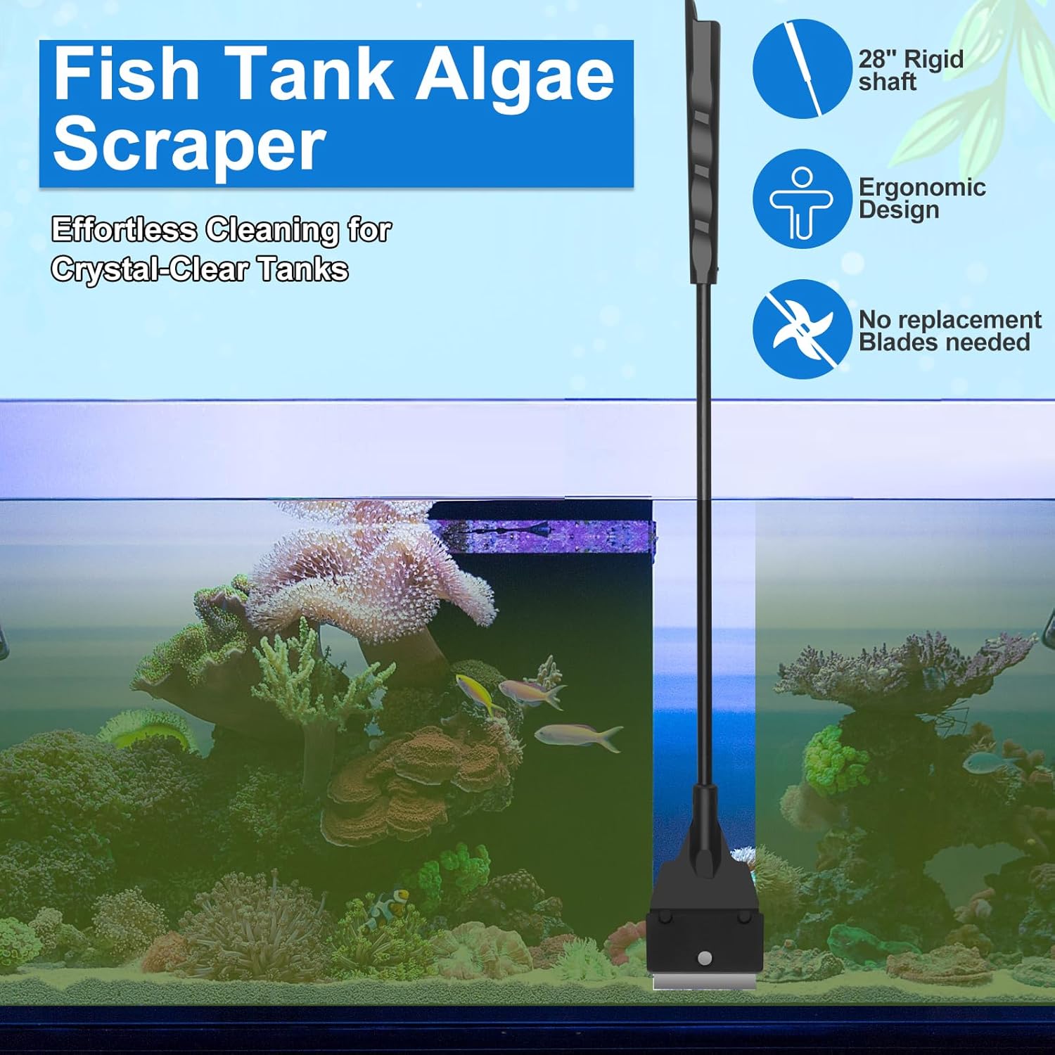 Fish Tank Cleaning Kit Set of 4 Pieces, Aquarium Siphon Algae Scraper Aquarium Net Algae Remover for Fish Tank, Aquarium Cleaner Vacuum Suitable for Changing Water and Cleaning Fish Tanks - Happypetzone.online - Image 5