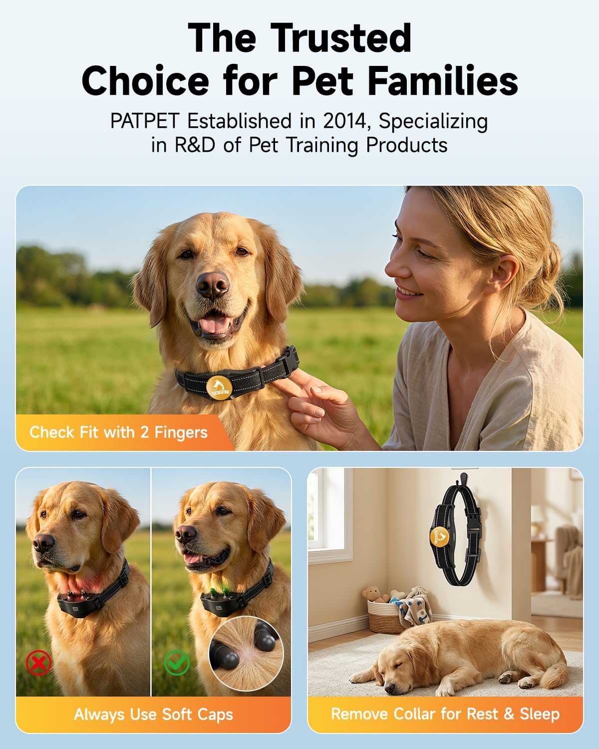 PATPET Dog Shock Collar - Rechargeable Dog Training Collar with Remote for Medium Large Dogs, 3 Training Modes (Beep/Vibration/Shock) IPX7 Waterproof 1000Ft Electric Dog Collar (Black) - Happypetzone.online - Image 6