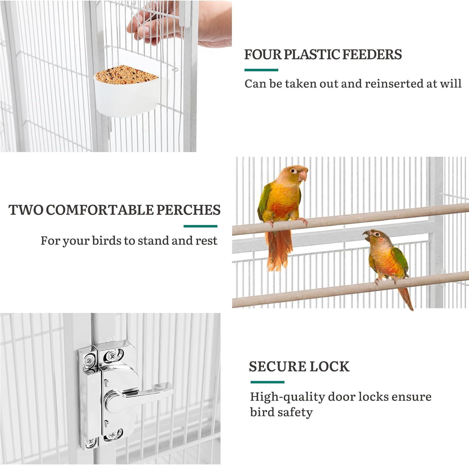 YITAHOME 53.9 inches Metal Bird Cage for Parakeets: Large Parrot Cages with Seed Catcher & Birdcage Cover with Rolling Stand & Brakes for Lovebirds Cockatiels Pigeon Finches - Happypetzone.online - Image 5