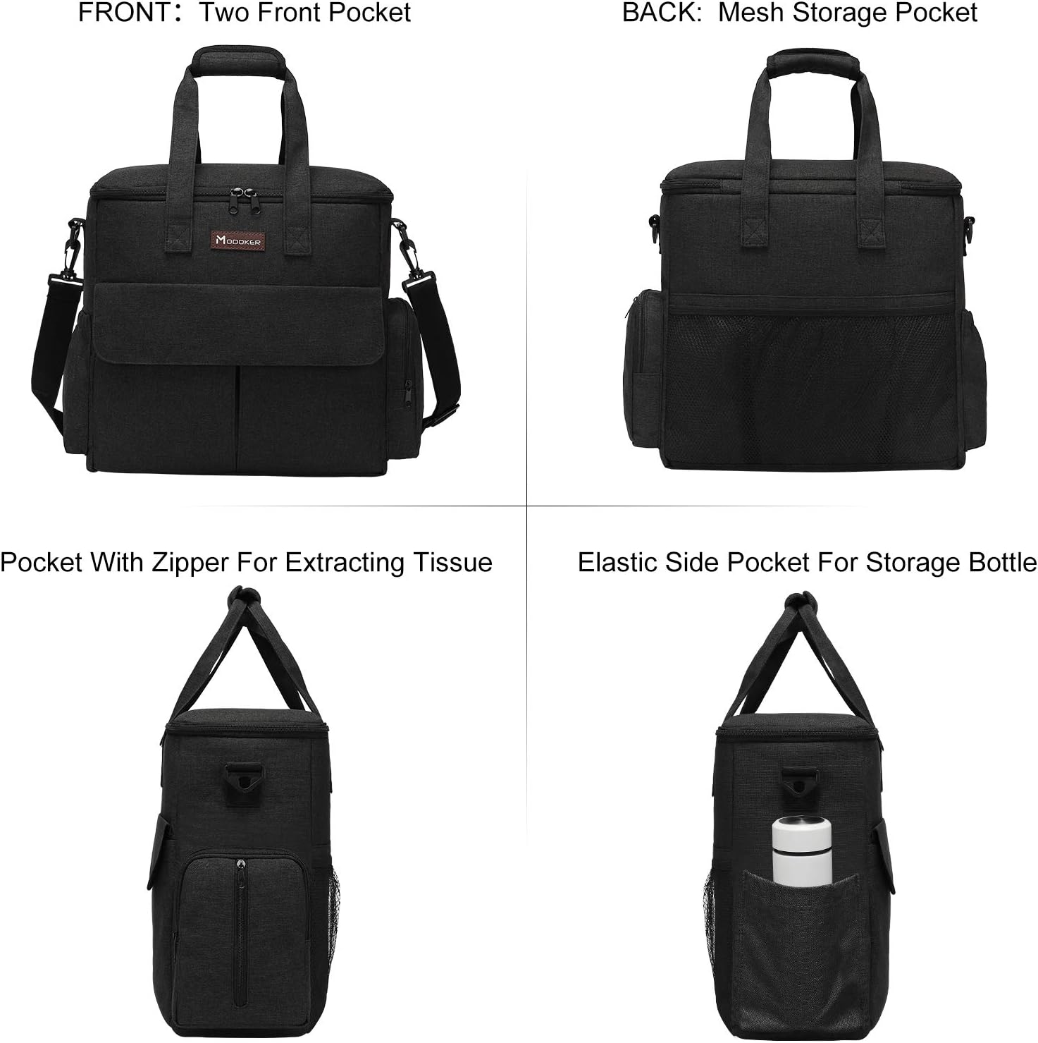 Dog Travel Bag by Modoker - Dog Travel Kit for a Weekend Away Set Includes Pet Travel Bag Organizer for Accessories, 2 Collapsible Bowls, 2 Travel Food Container (Black) - Happypetzone.online - Image 2