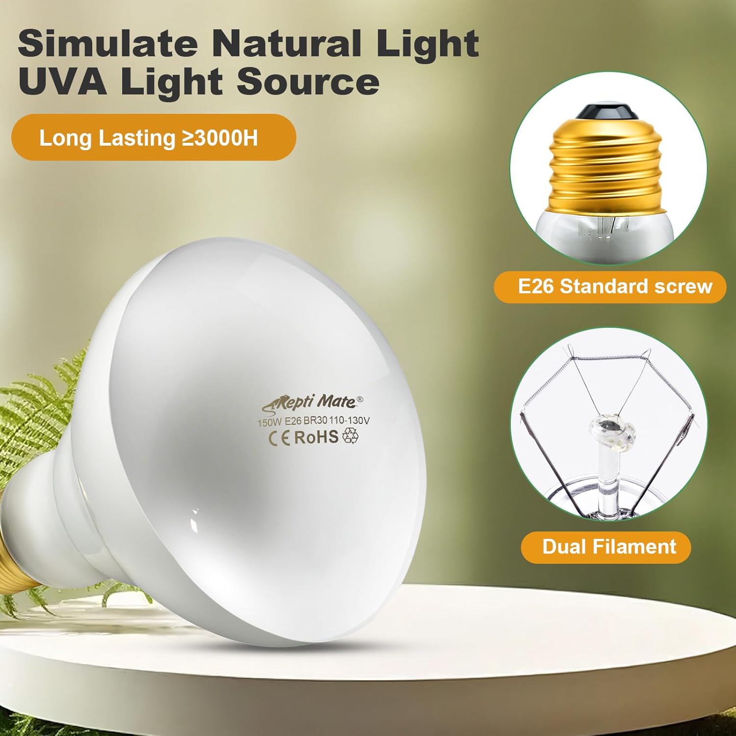 2Pack Reptile Heat Lamp, 150W Reptile Heat Emitter Infrared Basking Spot Light, UVA Daylight Heat Lamp Bulbs for Chickens Coop Reptiles Pets Brooder Use - Happypetzone.online - Image 4