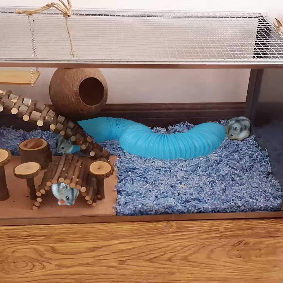 PINVNBY Hamster Fun Tunnels Pet Mouse Plastic Tube Toys Small Animal Foldable Exercising Training Hideout Tunnels for Guinea Pigs,Gerbils,Rats,Mice,Ferrets and Other Small Animals(2 PCS Blue) - Happypetzone.online - Image 6