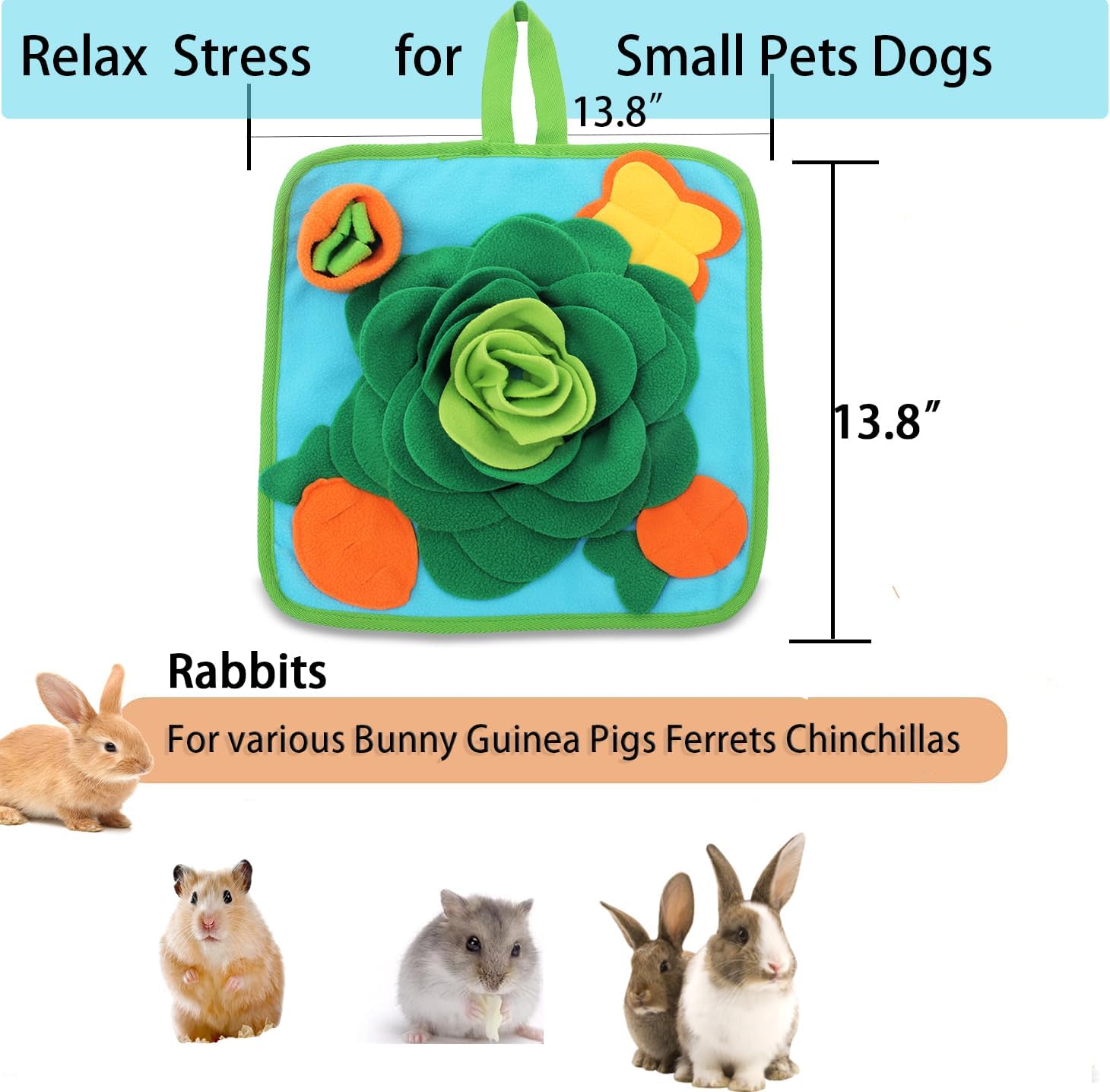 Rabbit Foraging Mat Snuffle Mat for Small Animals Bunny Puzzle Toys Pets Interactive Feeding Mat for Guinea Pigs Hedgehog Chinchilla Puppies (Green) - Happypetzone.online - Image 2