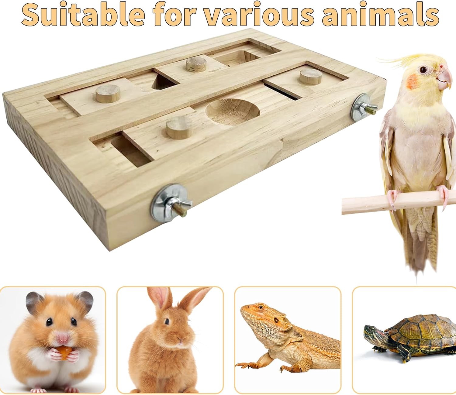 FlidRunest Extra-Large Wooden Bird Foraging Box Toy, Bird Puzzle Toy Seed Food Feeder, Enrichment Foraging Toy for Parrot, Parakeet, Cockatiel, Conure, Sun Conures, African Grey, Macaw - Happypetzone.online - Image 6