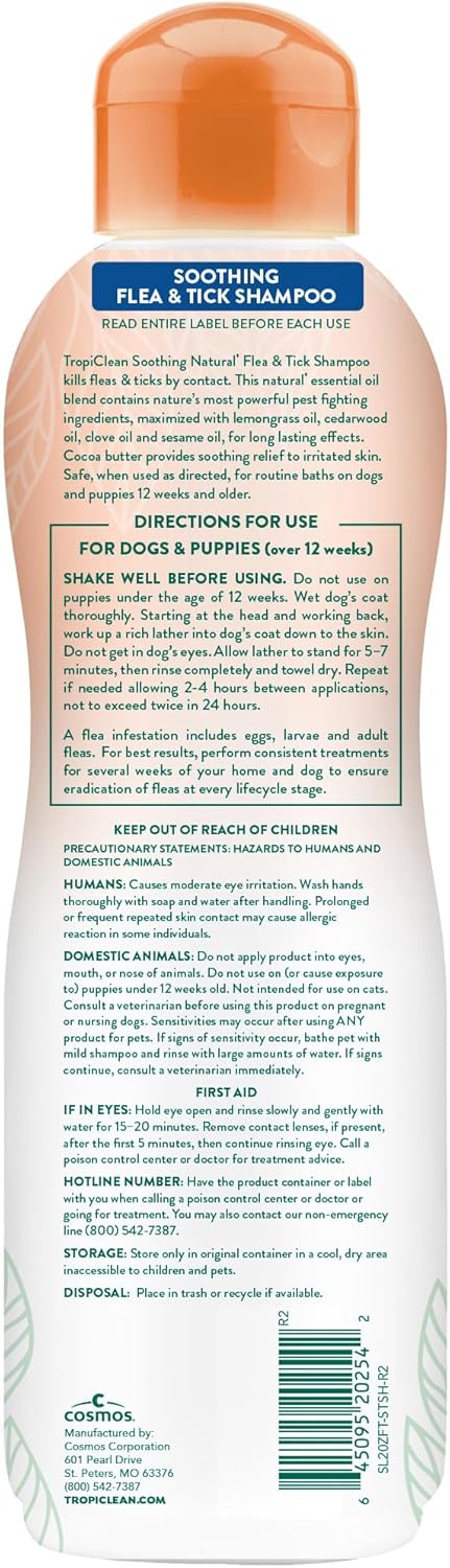 TropiClean Soothing Flea and Tick Shampoo for Dogs, Powerful & Natural Defense, for Large & Small Dogs, Made in USA, 20oz - Happypetzone.online - Image 9